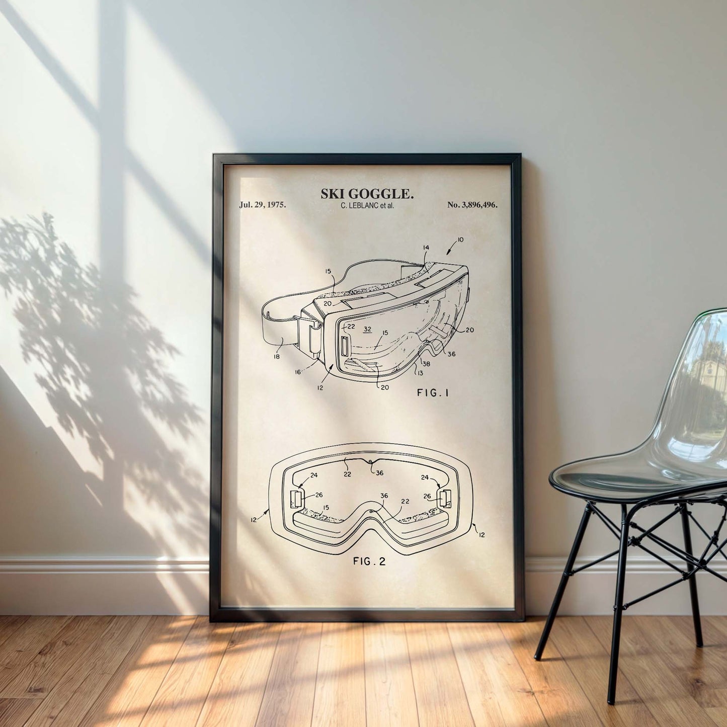Ski Goggle Patent Wall Art - PRINTABLE DIGITAL DOWNLOAD