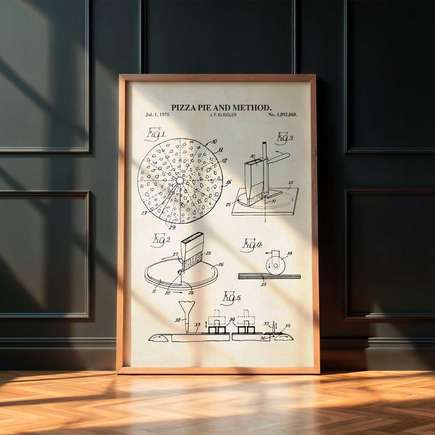 Pizza Patent Wall Art - PRINTABLE DIGITAL DOWNLOAD