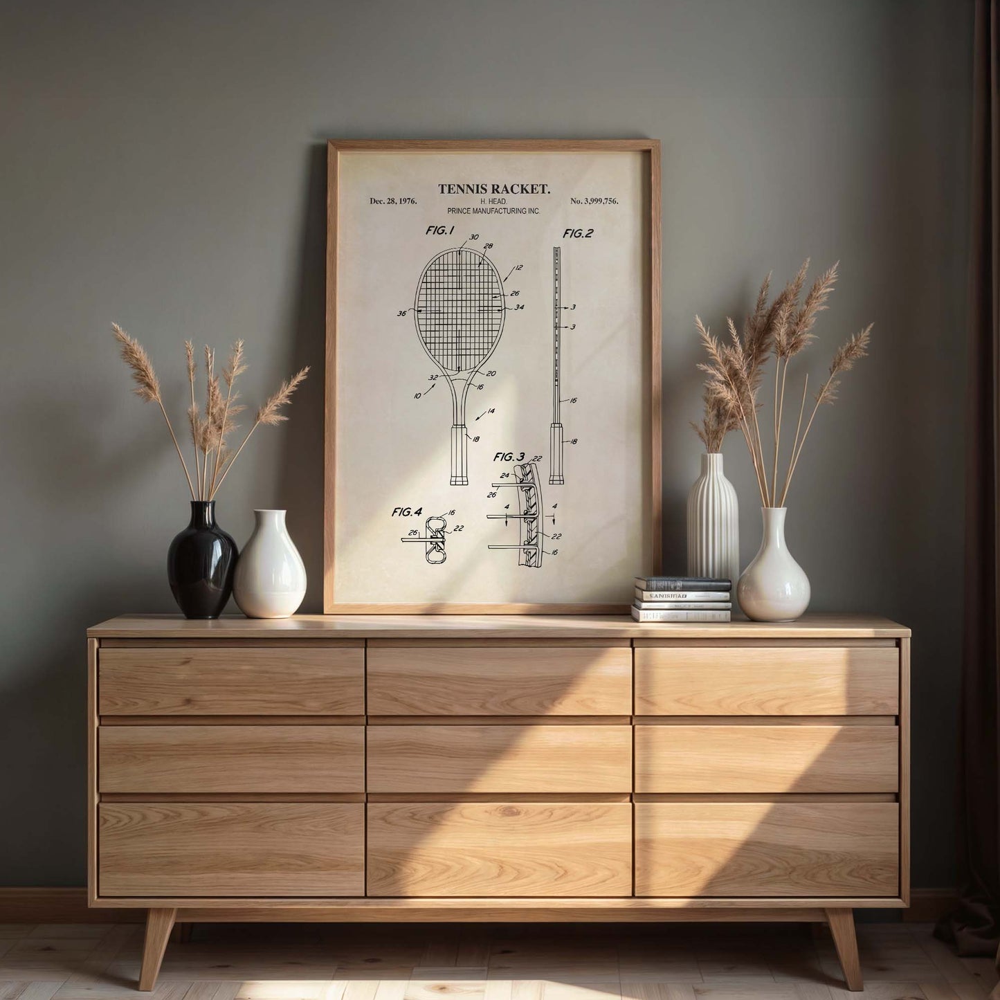 Tennis Racket Patent Wall Art - PRINTABLE DIGITAL DOWNLOAD
