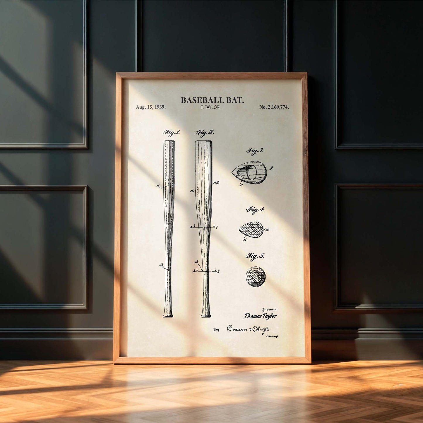 Baseball Bat Patent Wall Art - PRINTABLE DIGITAL DOWNLOAD