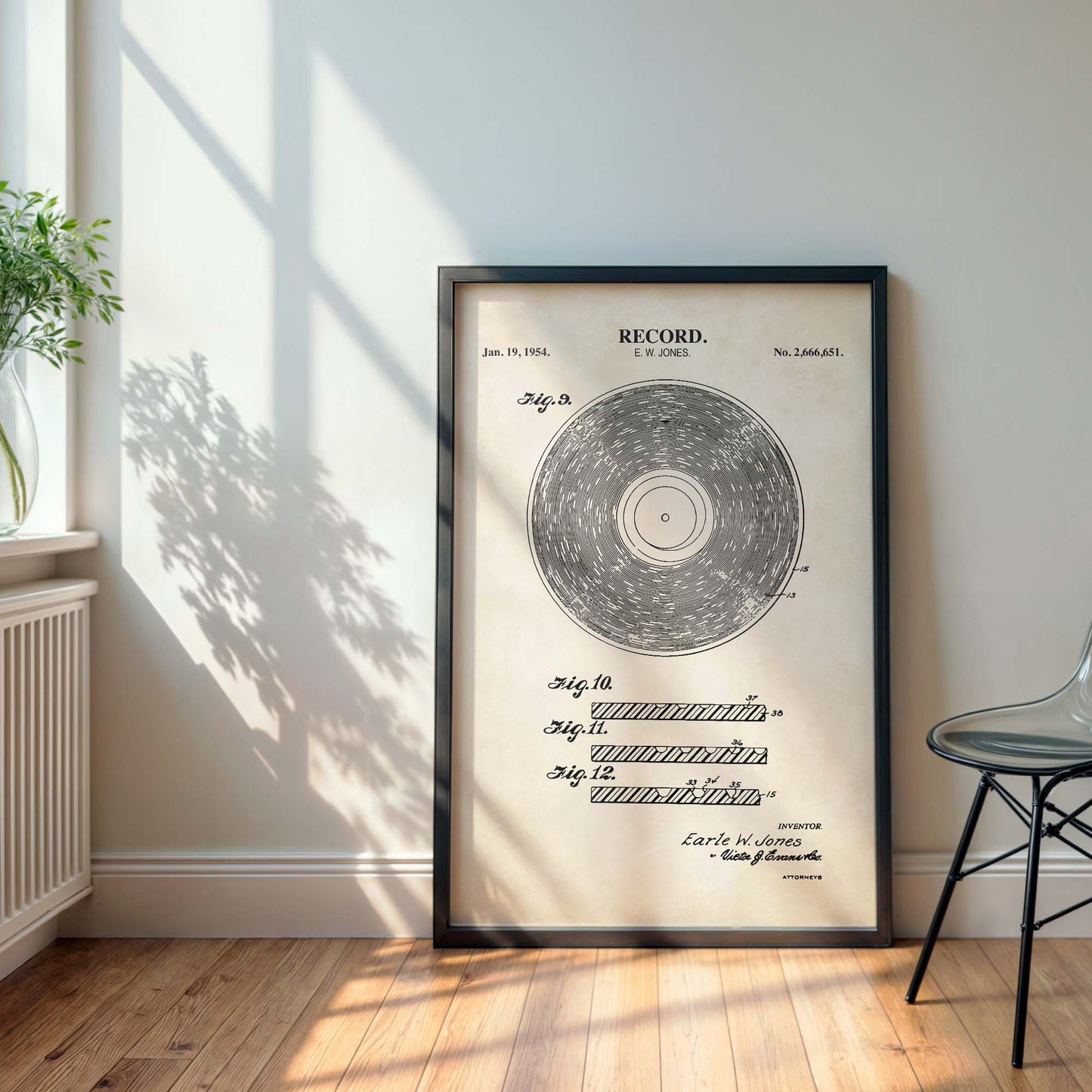 Vinyl Record Patent Wall Art - PRINTABLE DIGITAL DOWNLOAD