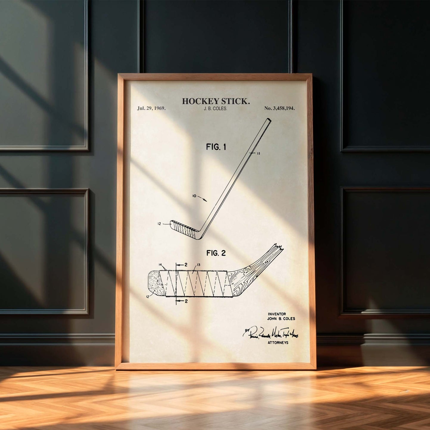 Hockey Stick Patent Wall Art - PRINTABLE DIGITAL DOWNLOAD