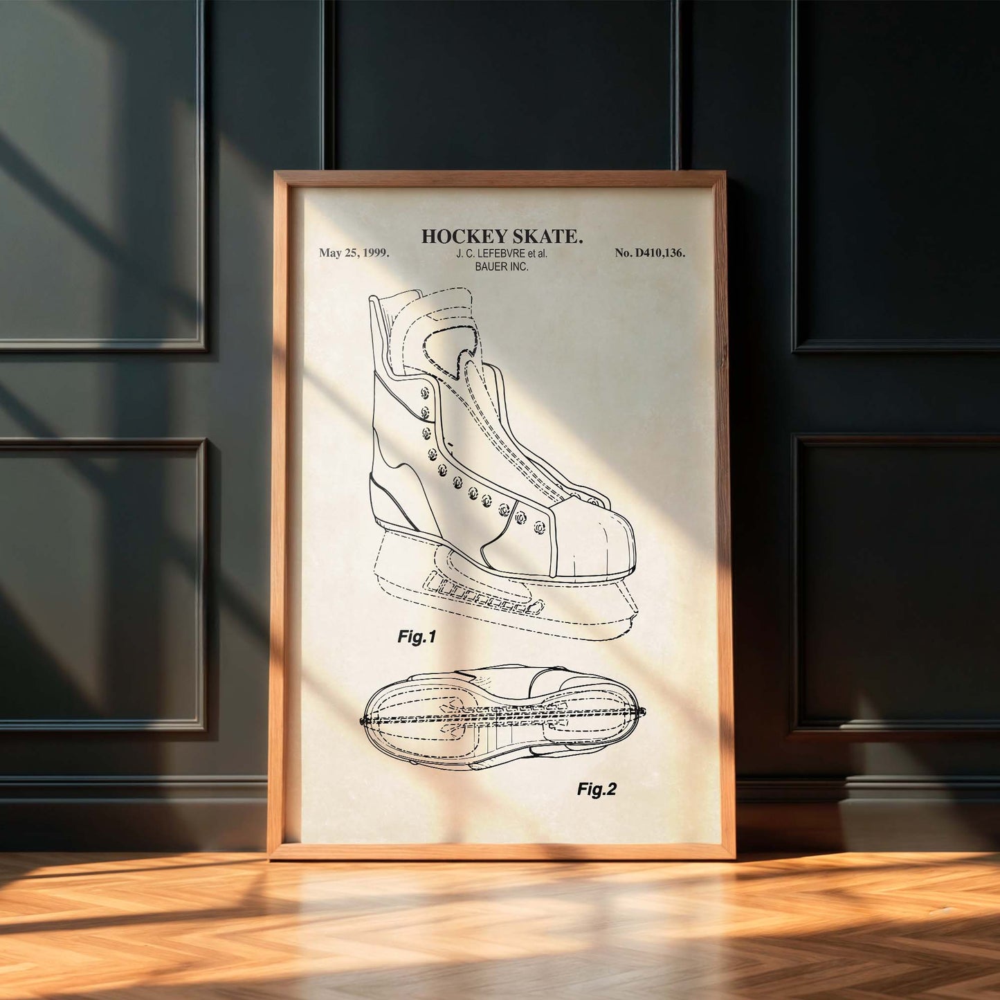 Hockey Skate Patent Wall Art - PRINTABLE DIGITAL DOWNLOAD