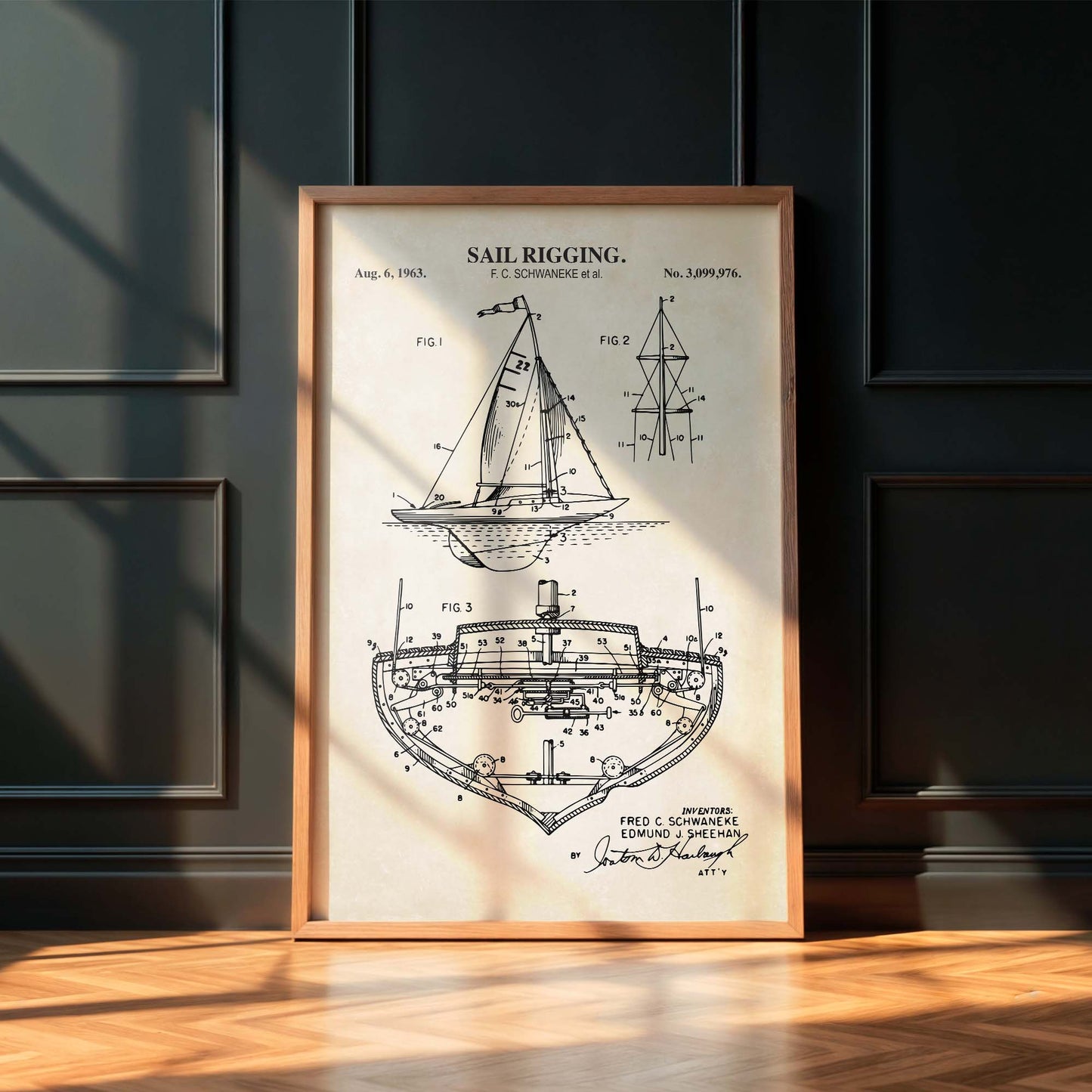 Sail Rigging Patent Wall Art - Nautical Coastal Print - PRINTABLE DIGITAL DOWNLOAD