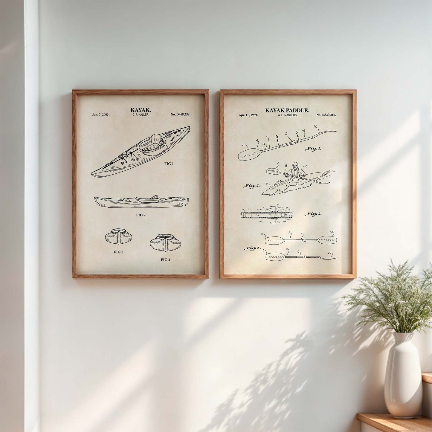 Kayak Boating Patent Wall Art Set - PRINTABLE DIGITAL DOWNLOAD