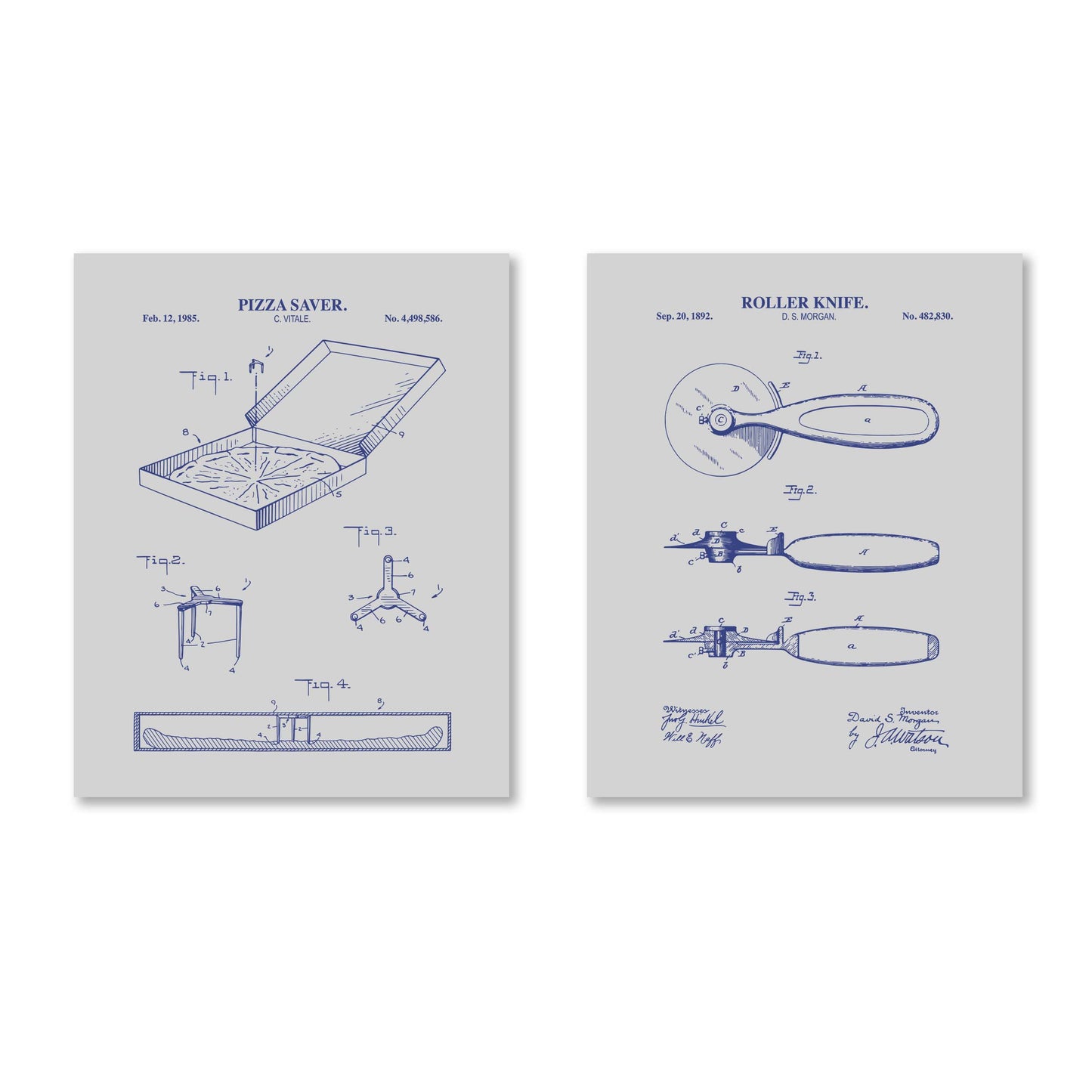 Pizza Patent Wall Art - Set of 2 Physical Prints