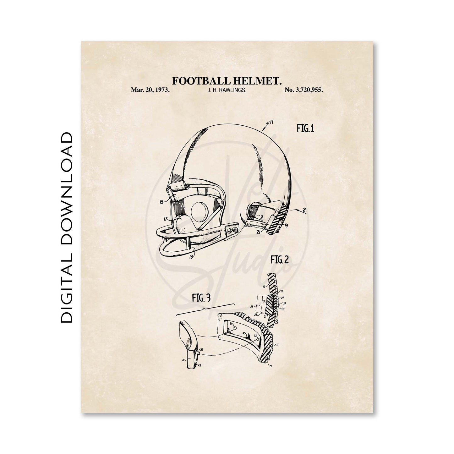 Football Patent Wall Art - Set of 3 - Printable Digital Download