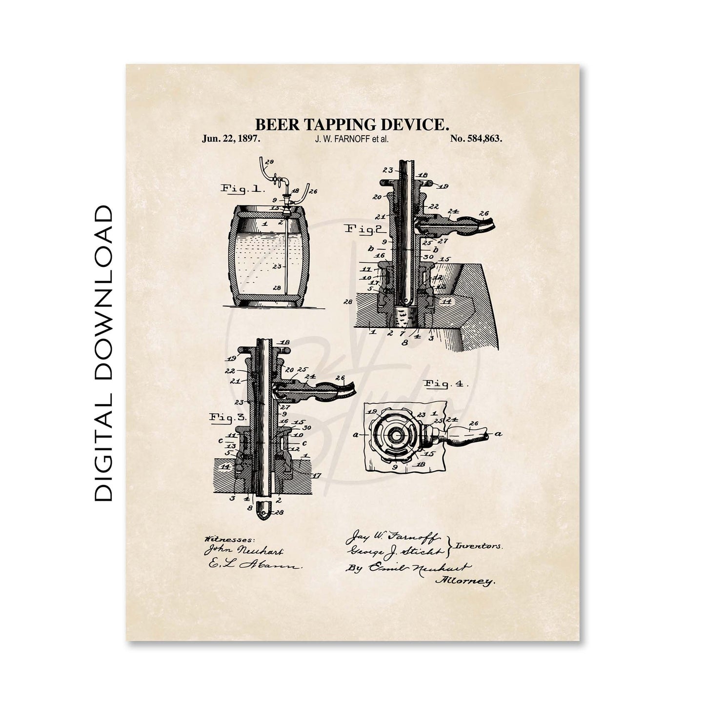 Beer Patent Wall Art Set - PRINTABLE DIGITAL DOWNLOAD