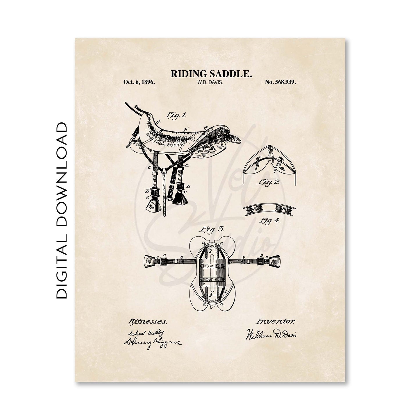 Equestrian Patent Wall Art Set - Horse Wall Art - PRINTABLE DIGITAL DOWNLOAD