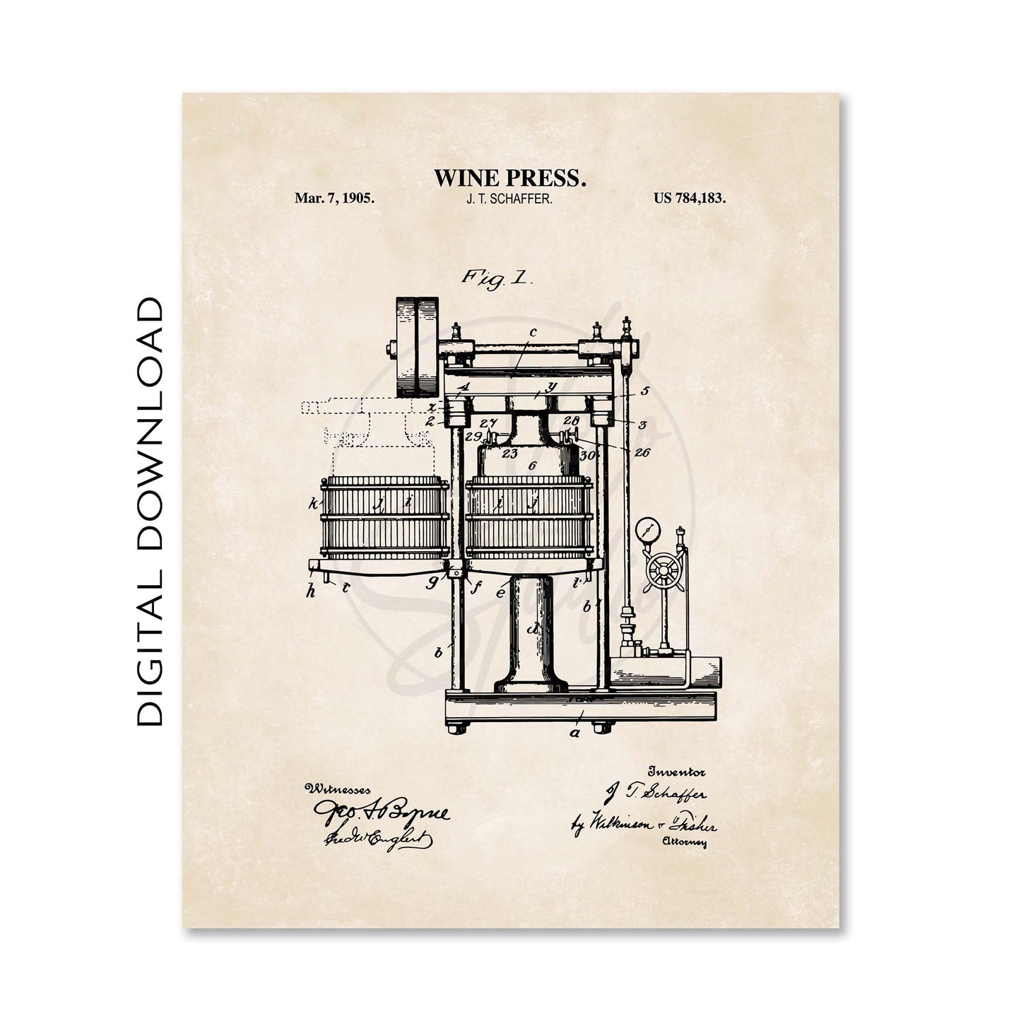 Wine Patent Wall Art Set - PRINTABLE DIGITAL DOWNLOAD