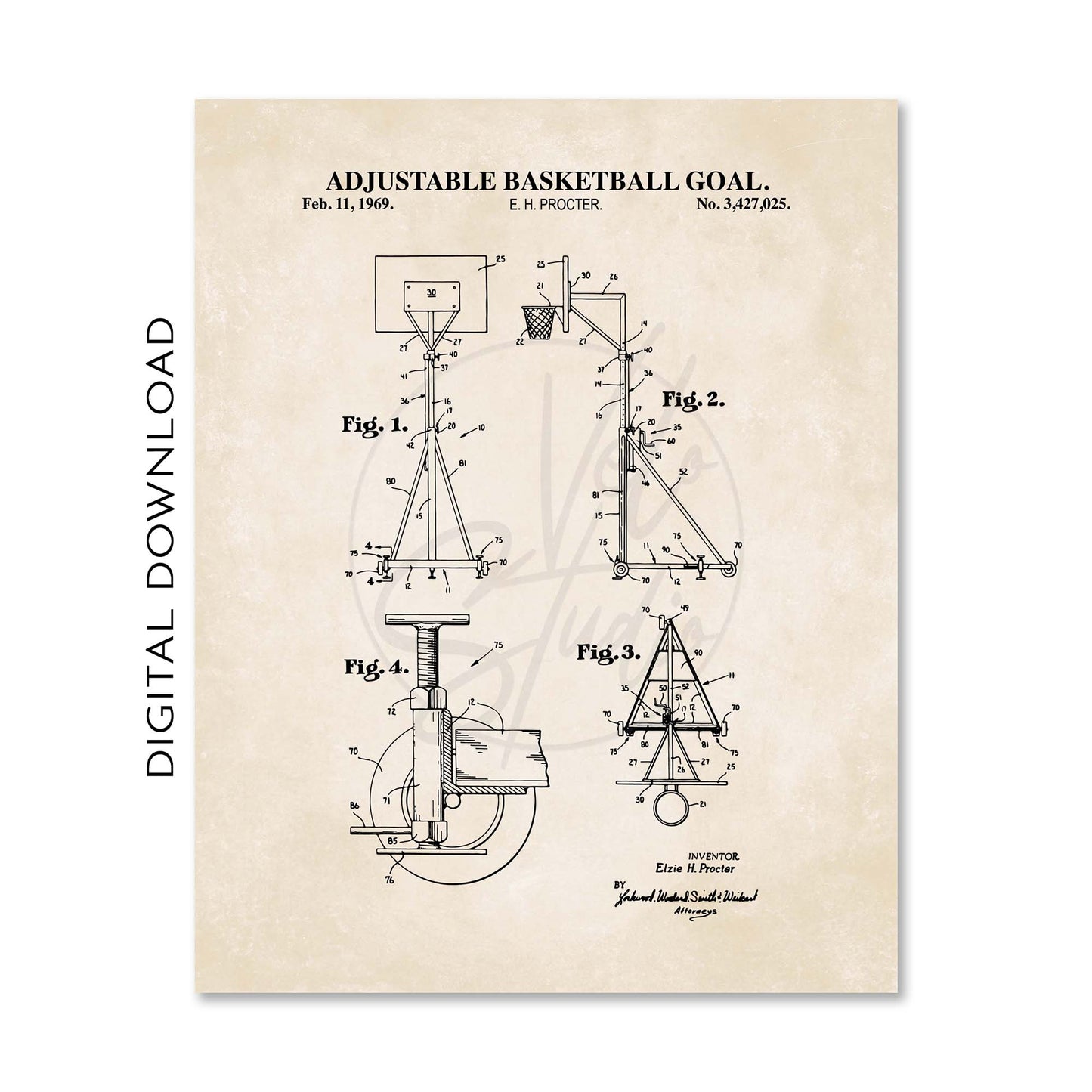 Basketball Patent Print Wall Art - Set of 6 - PRINTABLE DIGITAL DOWNLOAD