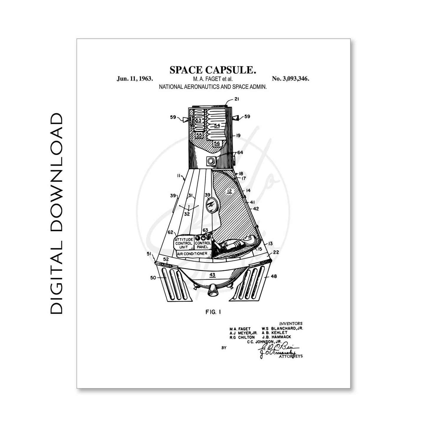 Space Patent Wall Art Set - PRINTABLE DIGITAL DOWNLOAD