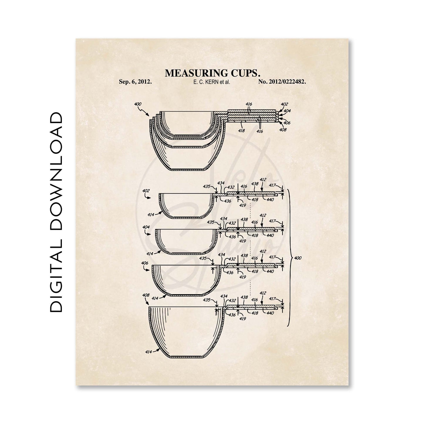 Baking Kitchen Patent Wall Art Set - PRINTABLE DIGITAL DOWNLOAD