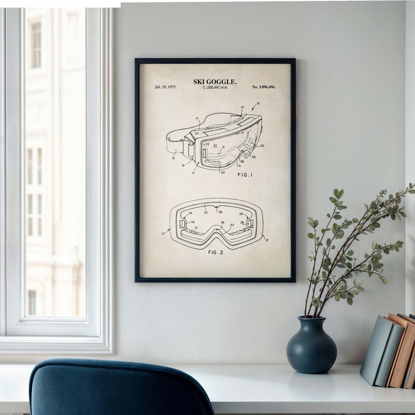 Ski Goggle Patent Wall Art - PRINTABLE DIGITAL DOWNLOAD