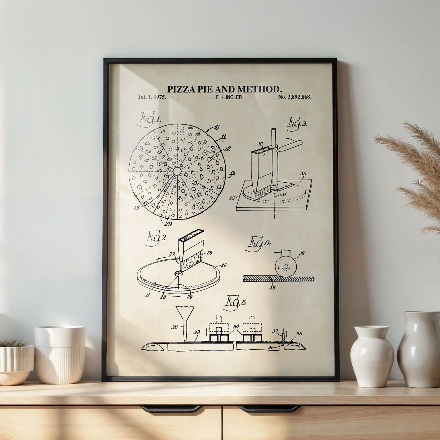 Pizza Patent Wall Art - PRINTABLE DIGITAL DOWNLOAD