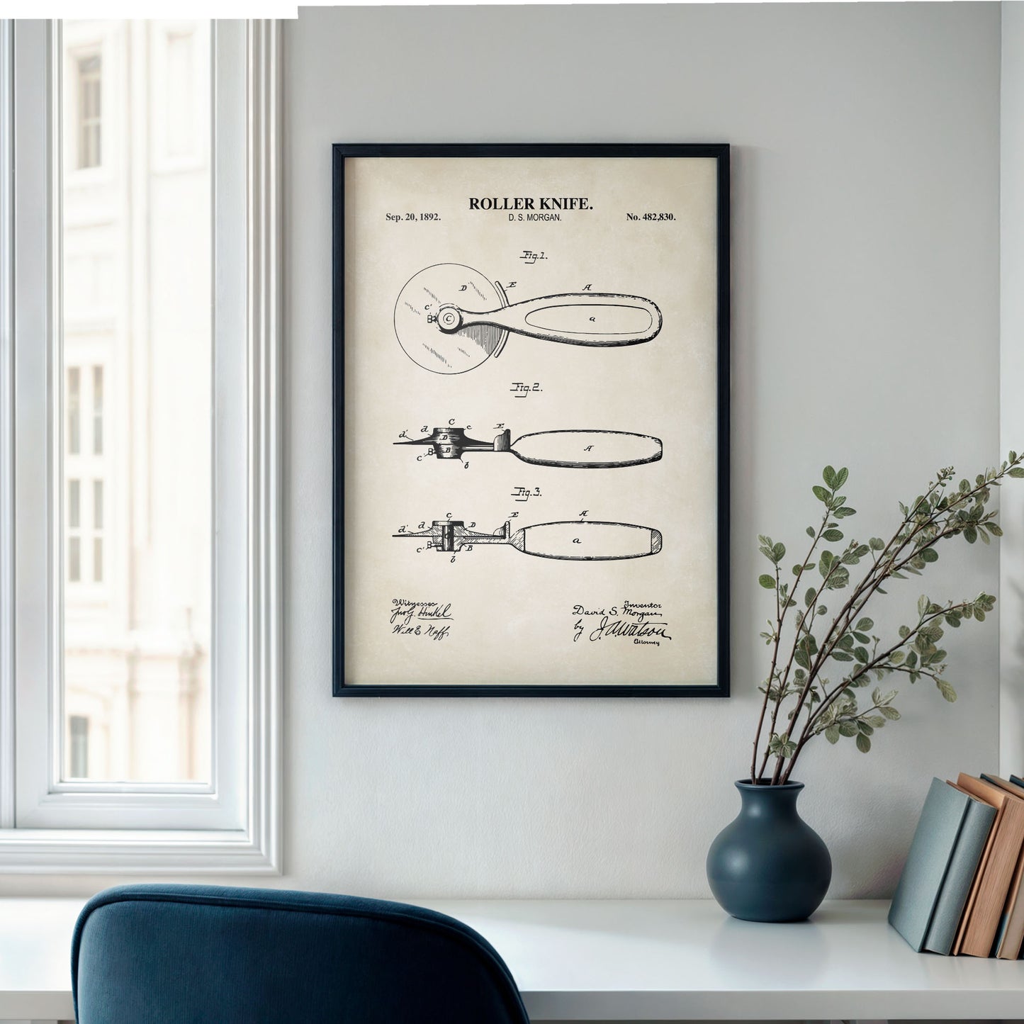 Pizza Roller Knife Patent Wall Art - PRINTABLE DIGITAL DOWNLOAD