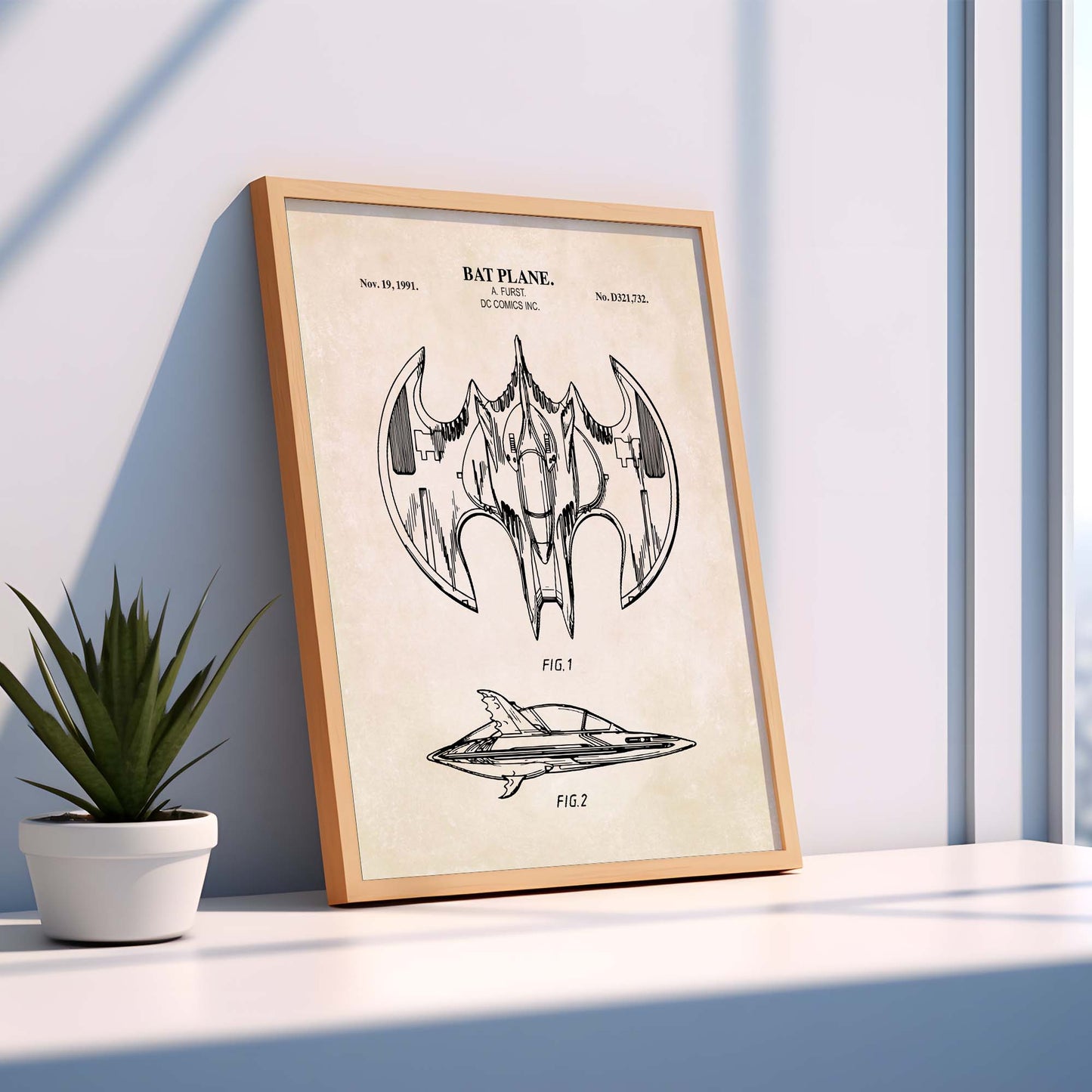 Bat Superhero Patent Wall Art - Plane - PRINTABLE DIGITAL DOWNLOAD
