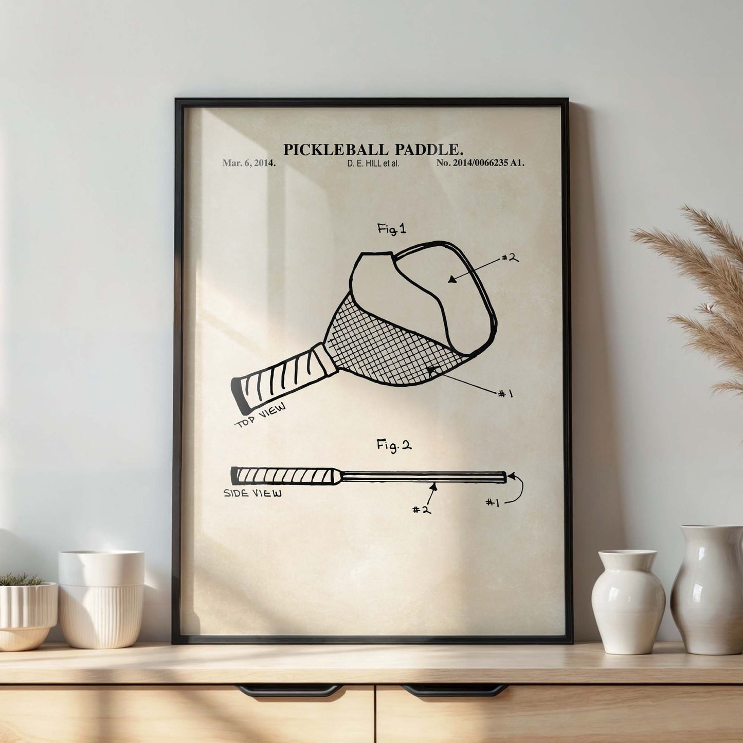 Pickleball Paddle Patent Wall Art Print - PRINTABLE DIGITAL DOWNLOAD
