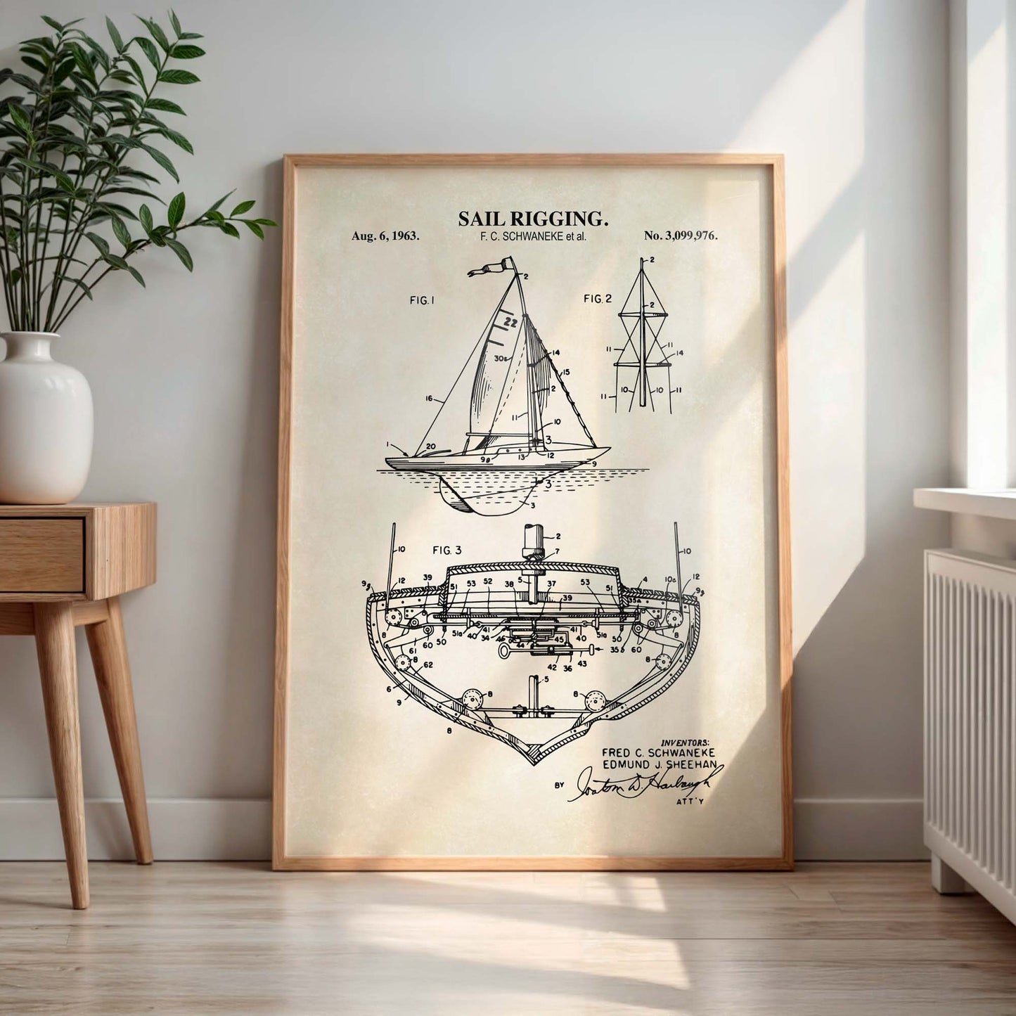 Sail Rigging Patent Wall Art - Nautical Coastal Print - PRINTABLE DIGITAL DOWNLOAD