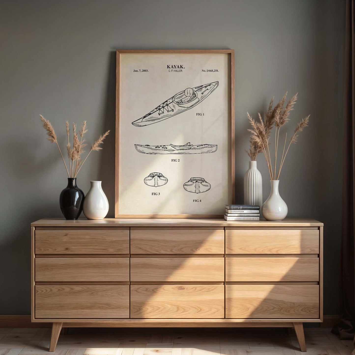 Kayak Patent Wall Art - Vintage Nautical Coastal Print - PRINTABLE DIGITAL DOWNLOAD