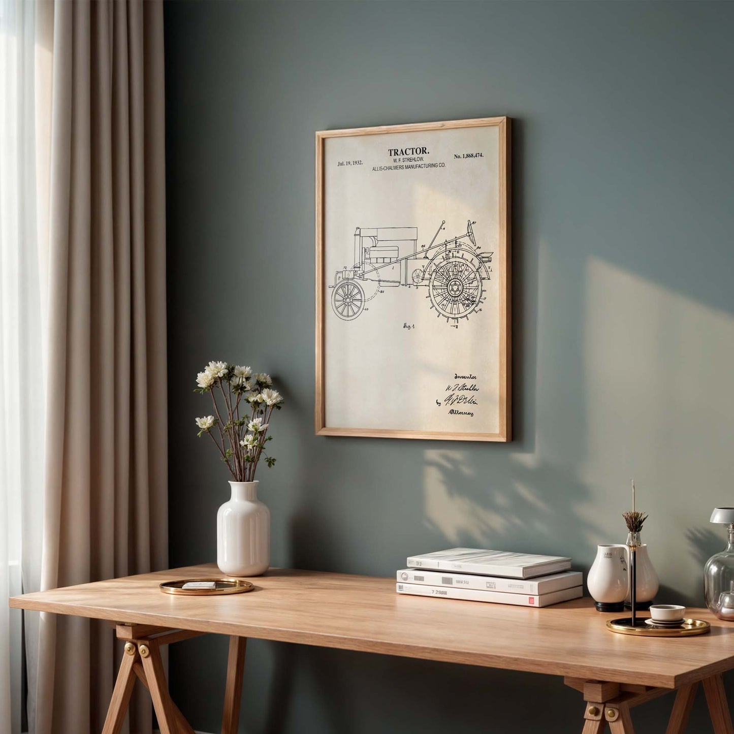 Tractor Wall Art - 1932 Tractor Patent Art - PRINTABLE DIGITAL DOWNLOAD