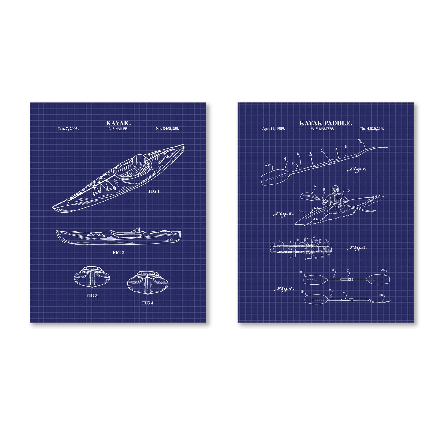Kayak Patent Print Wall Art - Set of 2 Physical Prints