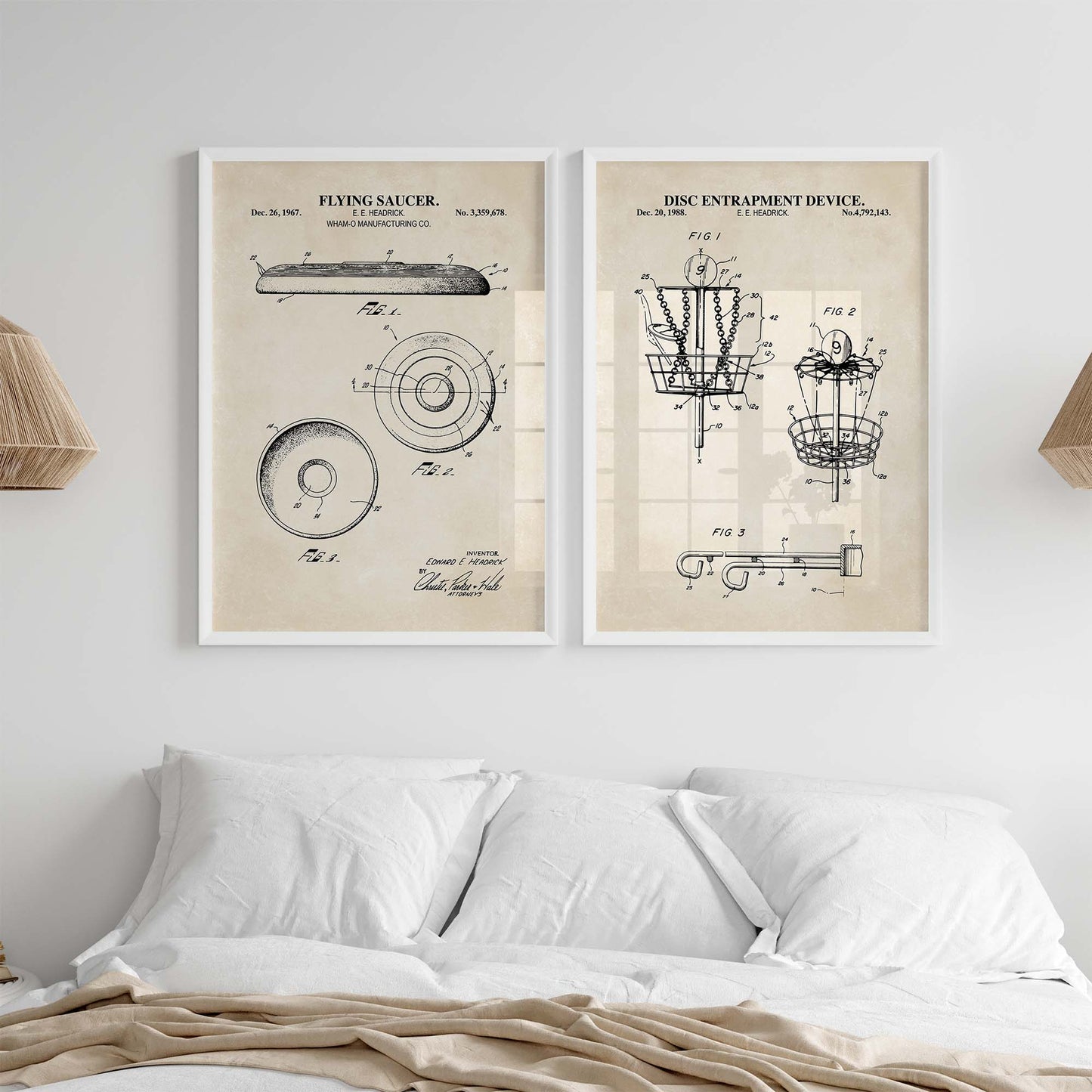 Disc Golf Patent Wall Art Set - PRINTABLE DIGITAL DOWNLOAD