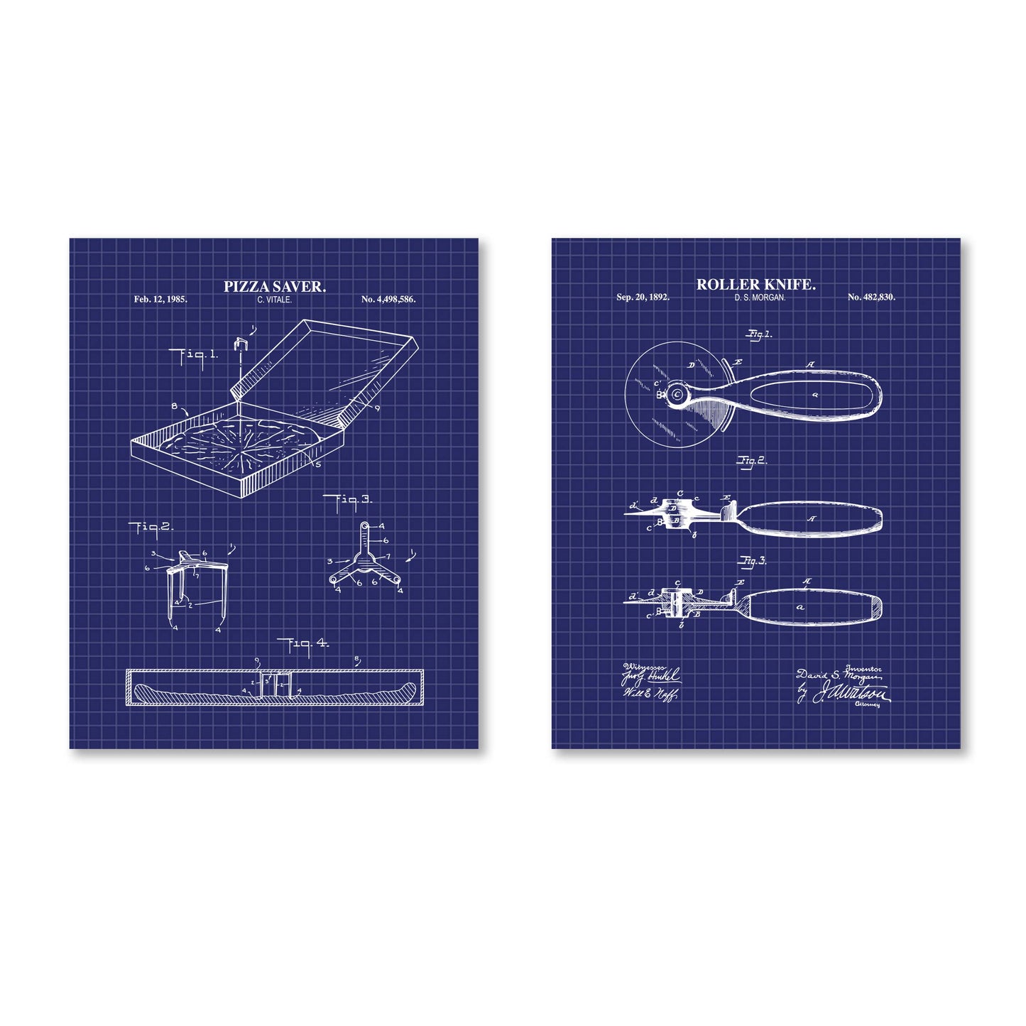 Pizza Patent Wall Art - Set of 2 Physical Prints