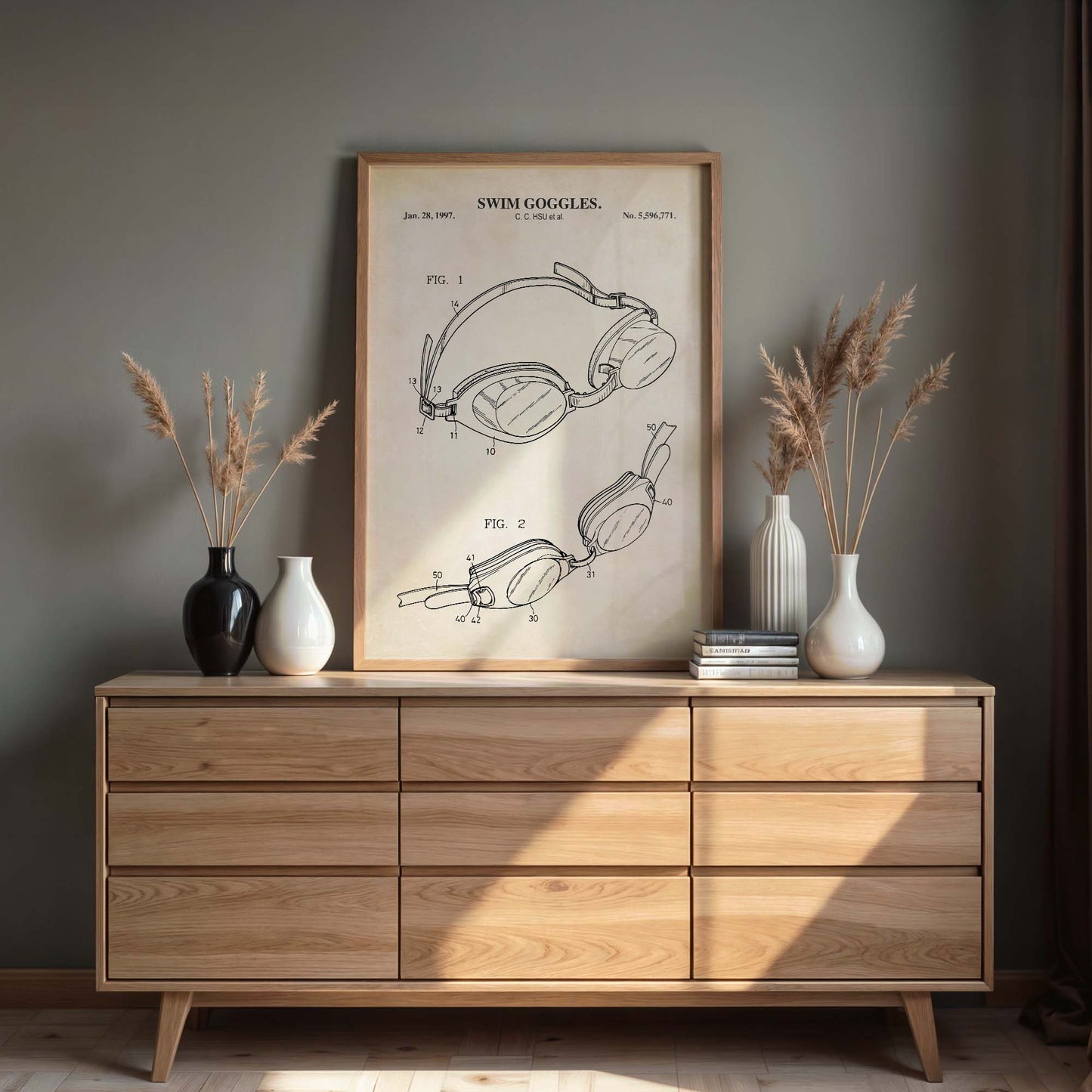 Swim Goggles Patent Wall Art - PRINTABLE DIGITAL DOWNLOAD