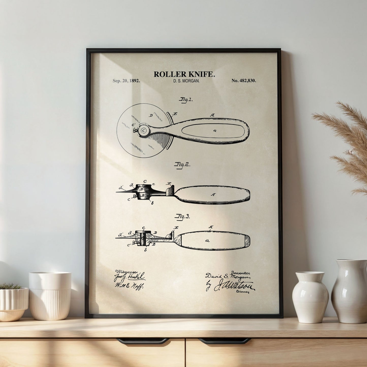 Pizza Roller Knife Patent Wall Art - PRINTABLE DIGITAL DOWNLOAD