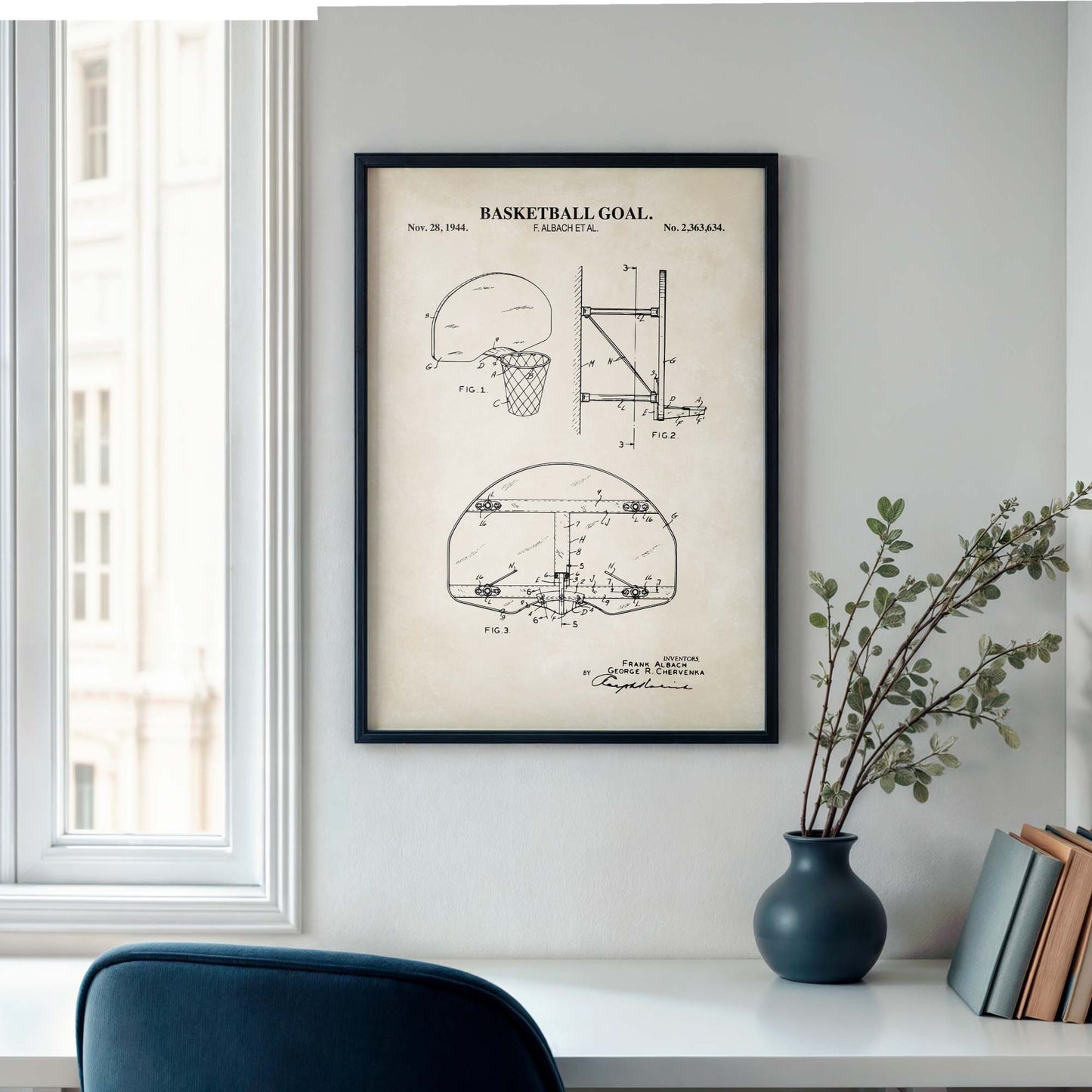 Basketball Goal Patent Wall Art Print - PRINTABLE DIGITAL DOWNLOAD