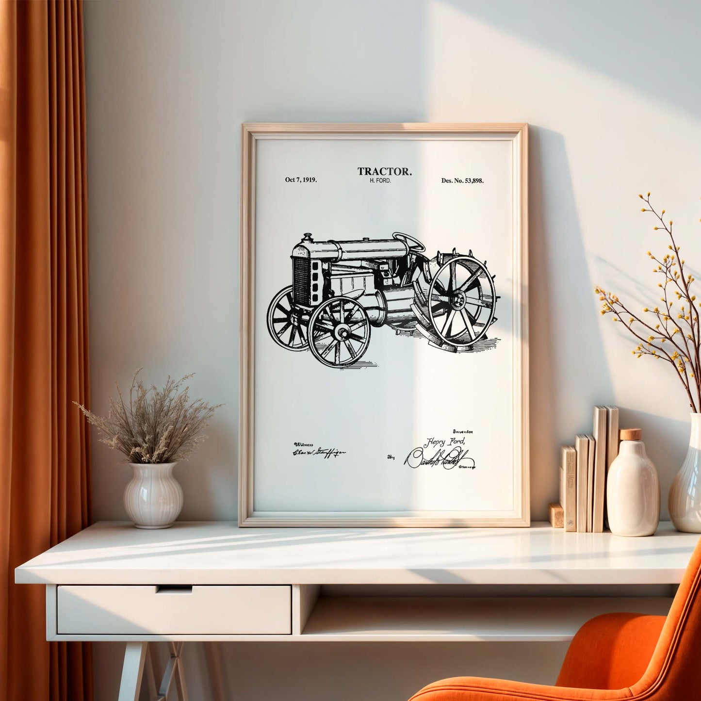 Tractor Wall Art - Antique Farm Patent Print - PRINTABLE DIGITAL DOWNLOAD