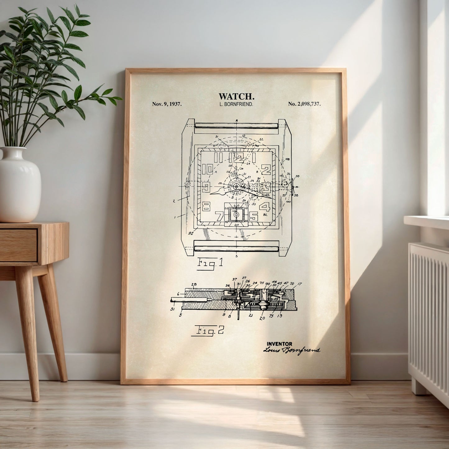 Watch 1937 Patent Wall Art - PRINTABLE DIGITAL DOWNLOAD