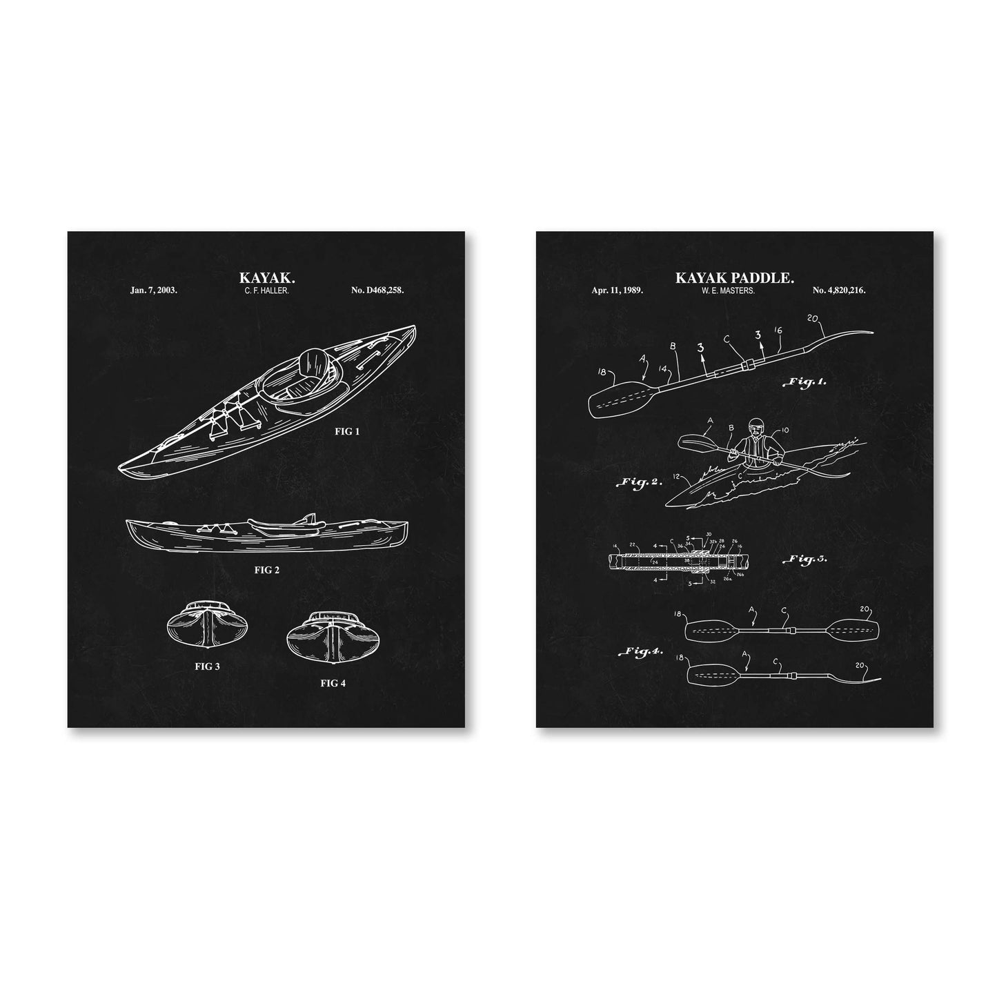 Kayak Patent Print Wall Art - Set of 2 Physical Prints