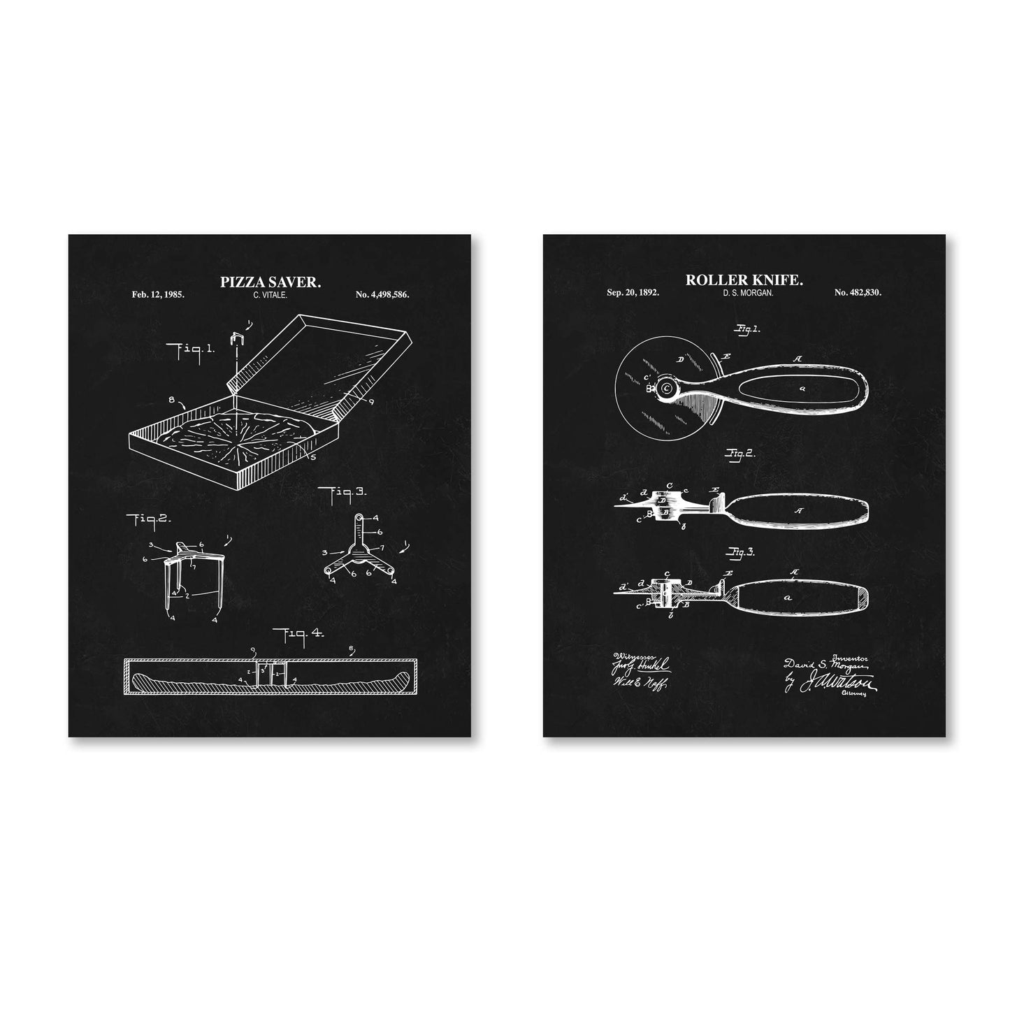 Pizza Patent Wall Art - Set of 2 Physical Prints