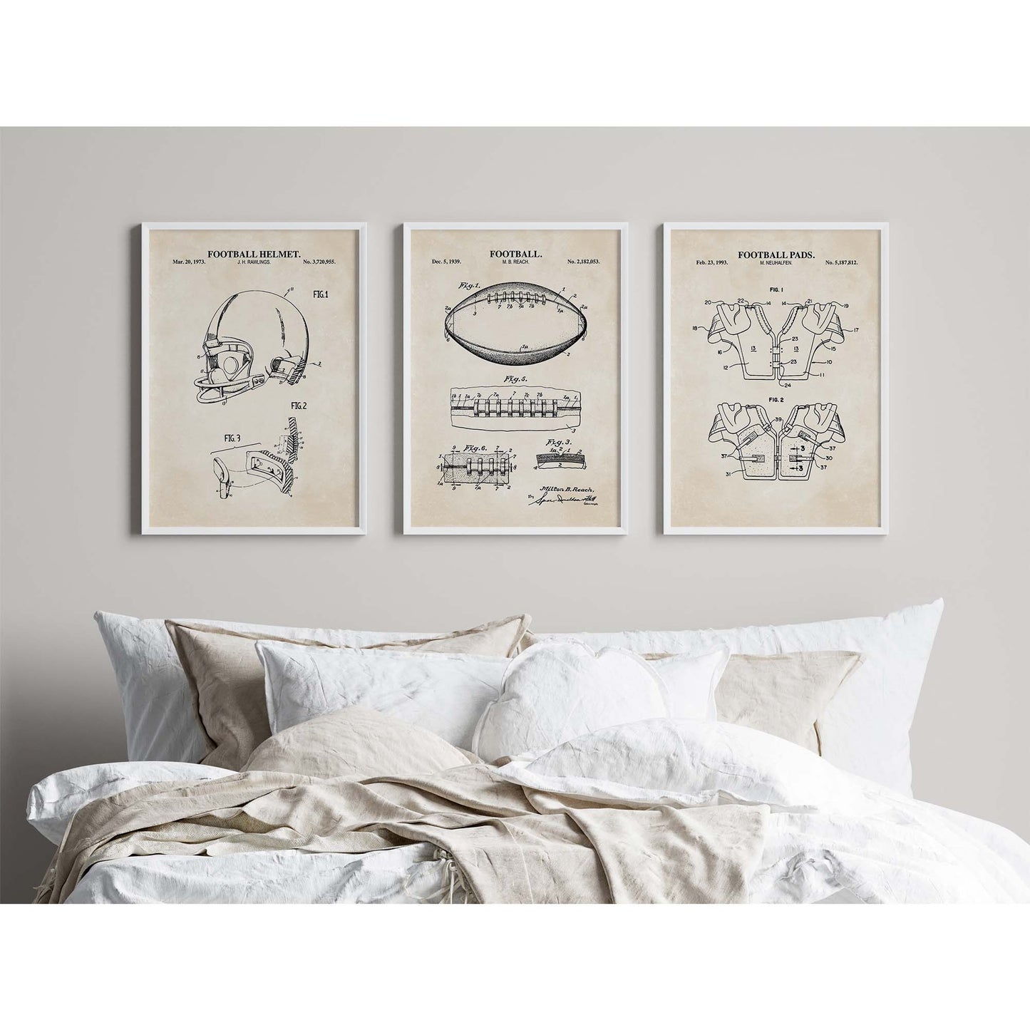 Football Patent Wall Art - Set of 3 - Printable Digital Download