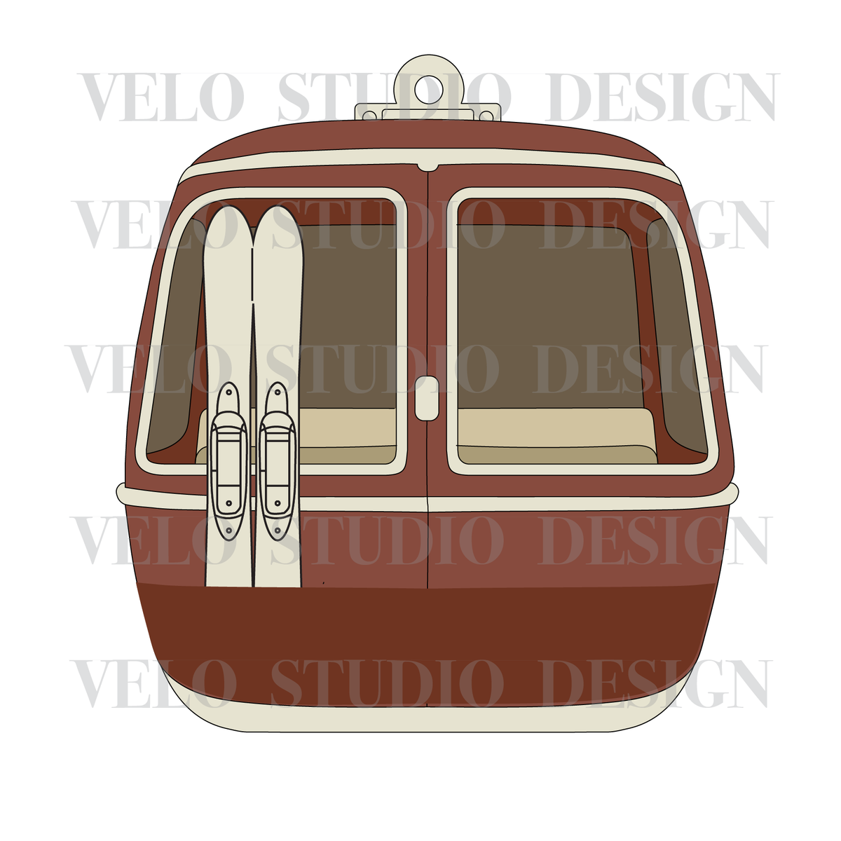 Ski Gondola Ornament SVG | Layered Laser Cut File