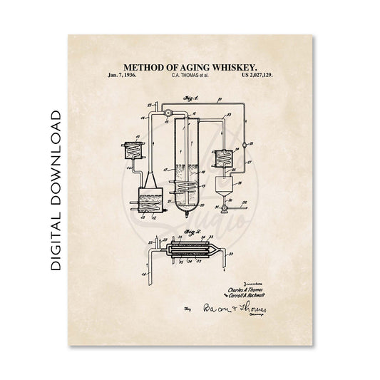 Whiskey Making Patent Print Wall Art - Set of 6 - PRINTABLE DIGITAL DOWNLOAD