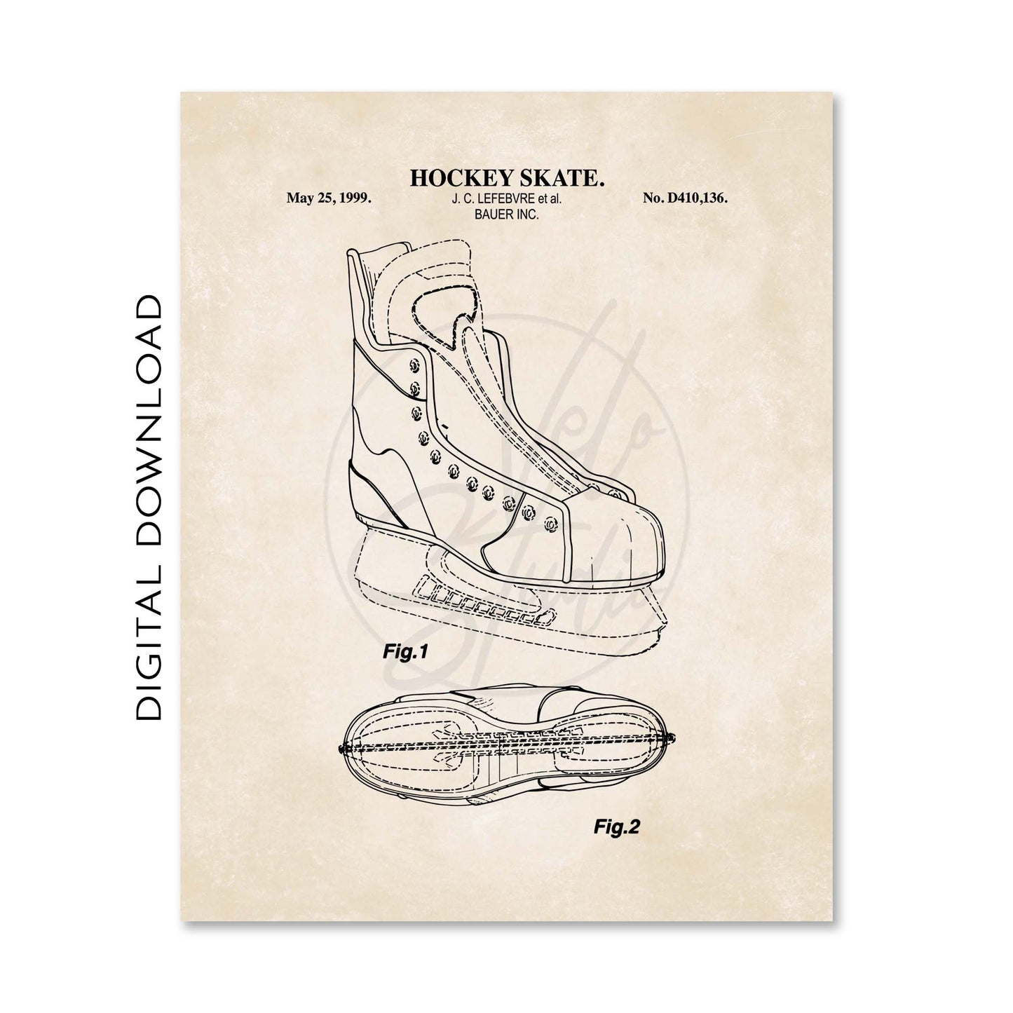 Hockey Patent Print Wall Art - Set of 6 - PRINTABLE DIGITAL DOWNLOAD