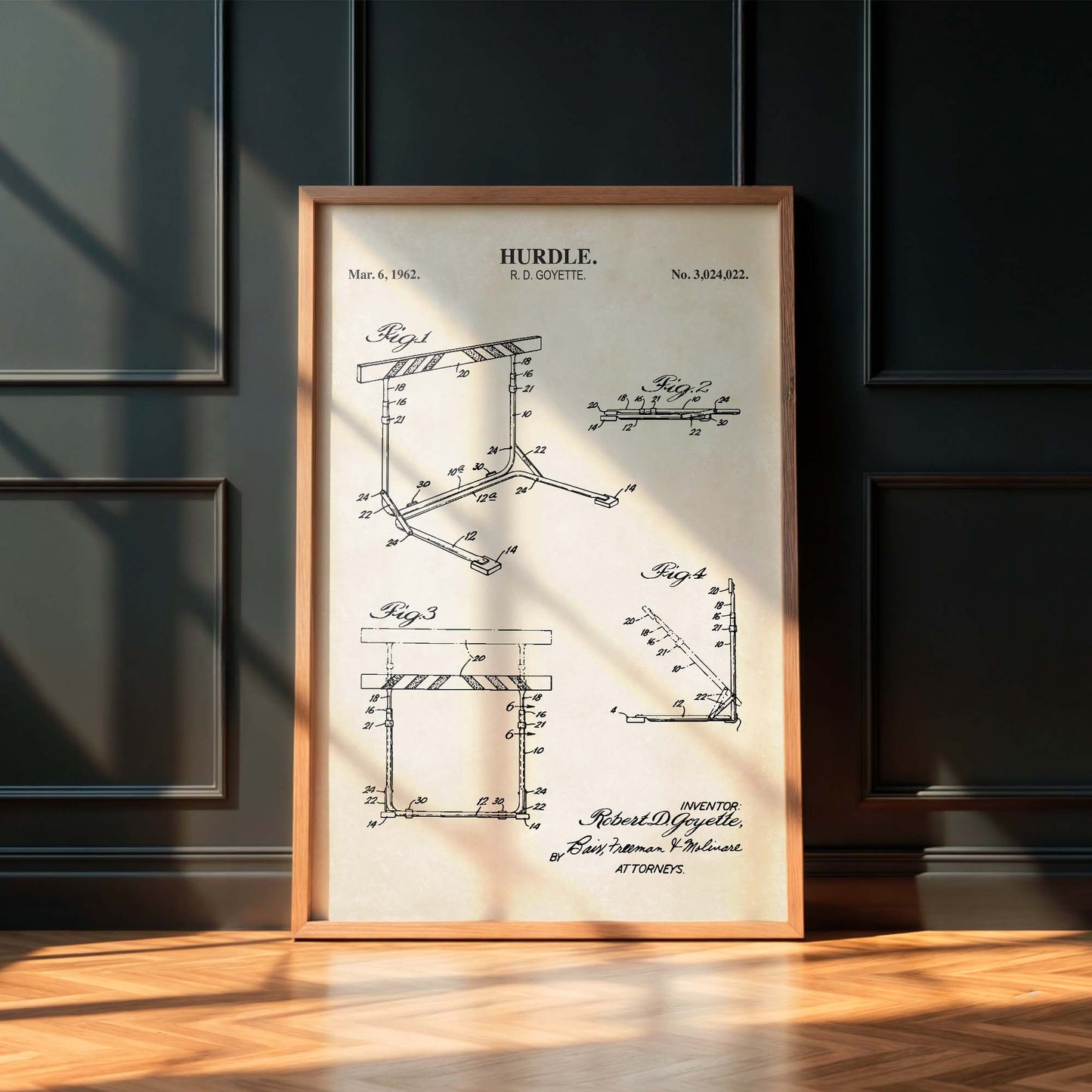 Hurdle Track and Field Patent Print Poster - PRINTABLE DIGITAL DOWNLOAD