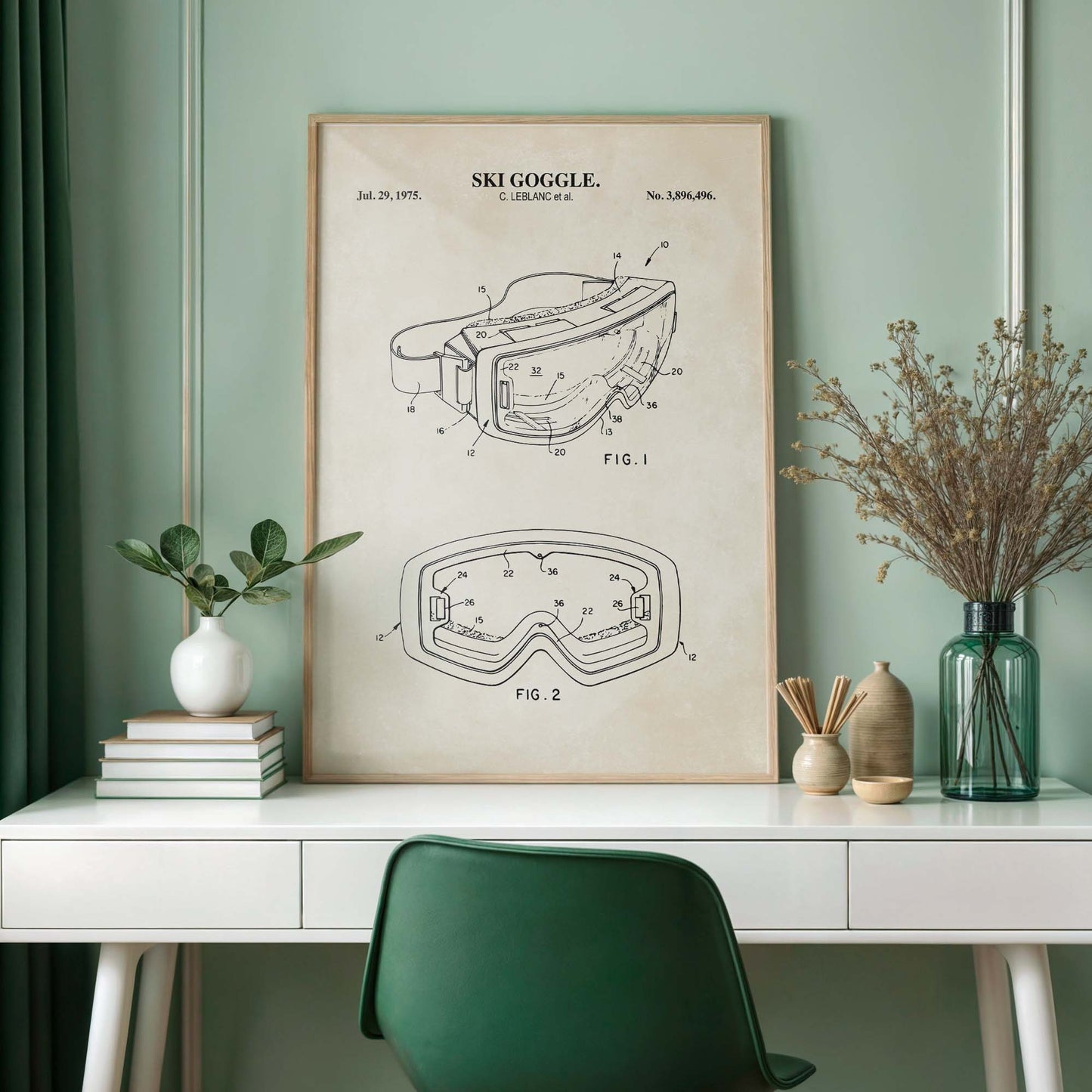 Ski Goggle Patent Wall Art - PRINTABLE DIGITAL DOWNLOAD