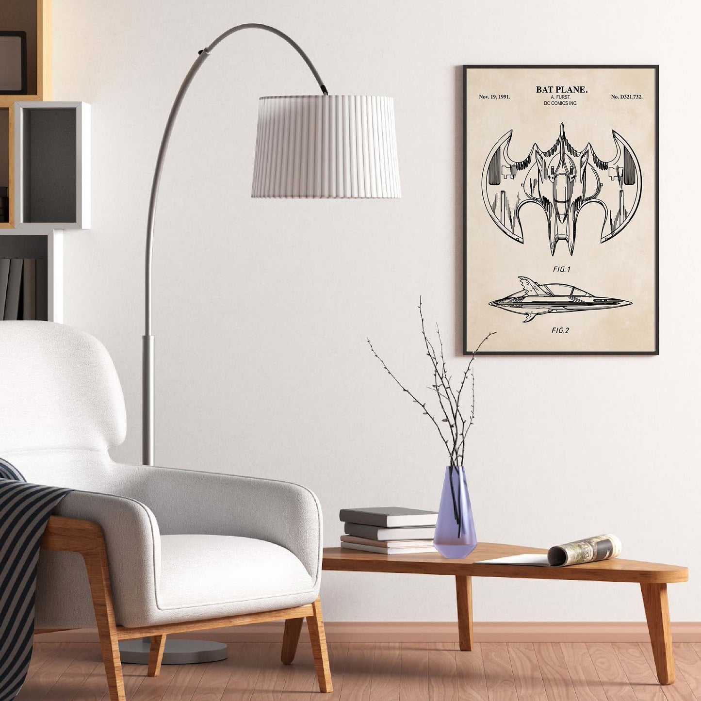 Bat Superhero Patent Wall Art - Plane - PRINTABLE DIGITAL DOWNLOAD