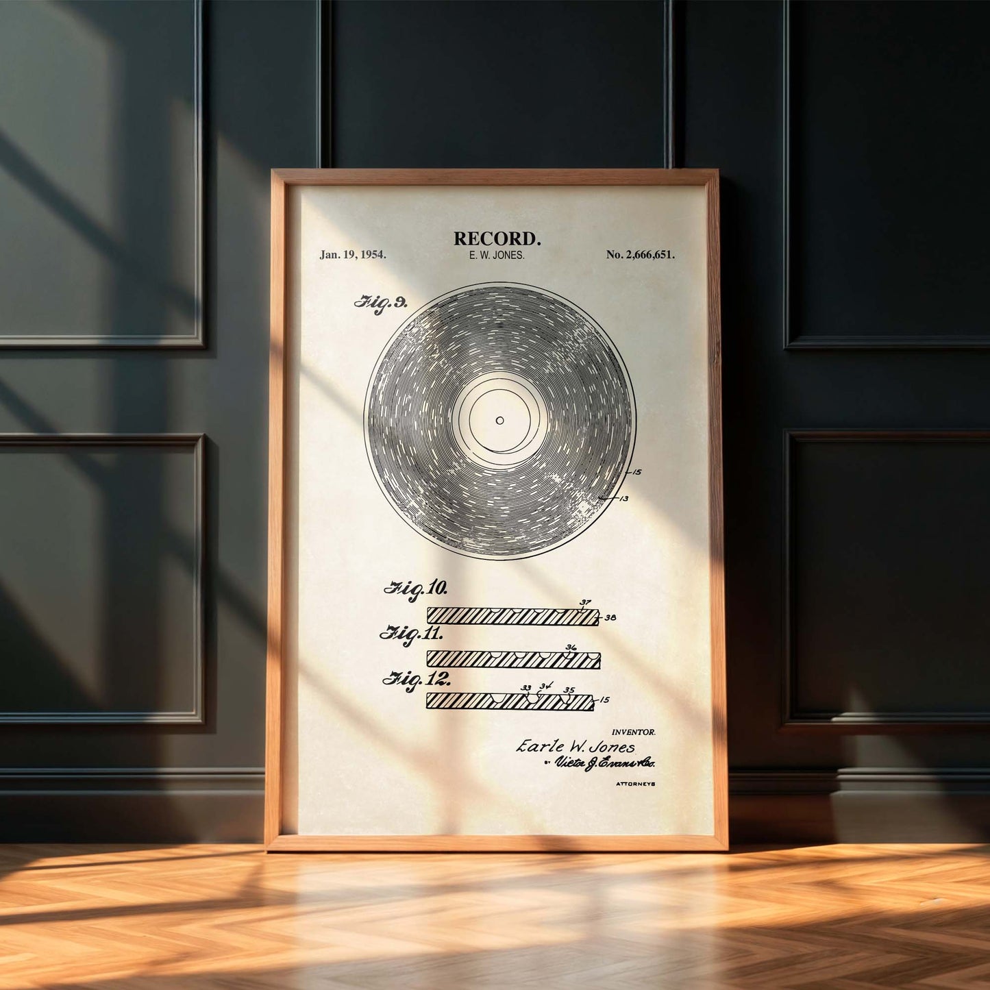 Vinyl Record Patent Wall Art - PRINTABLE DIGITAL DOWNLOAD