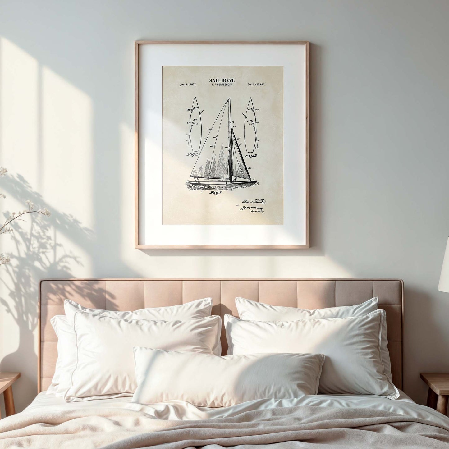 Sailboat Patent Wall Art - Nautical Coastal Print - PRINTABLE DIGITAL DOWNLOAD