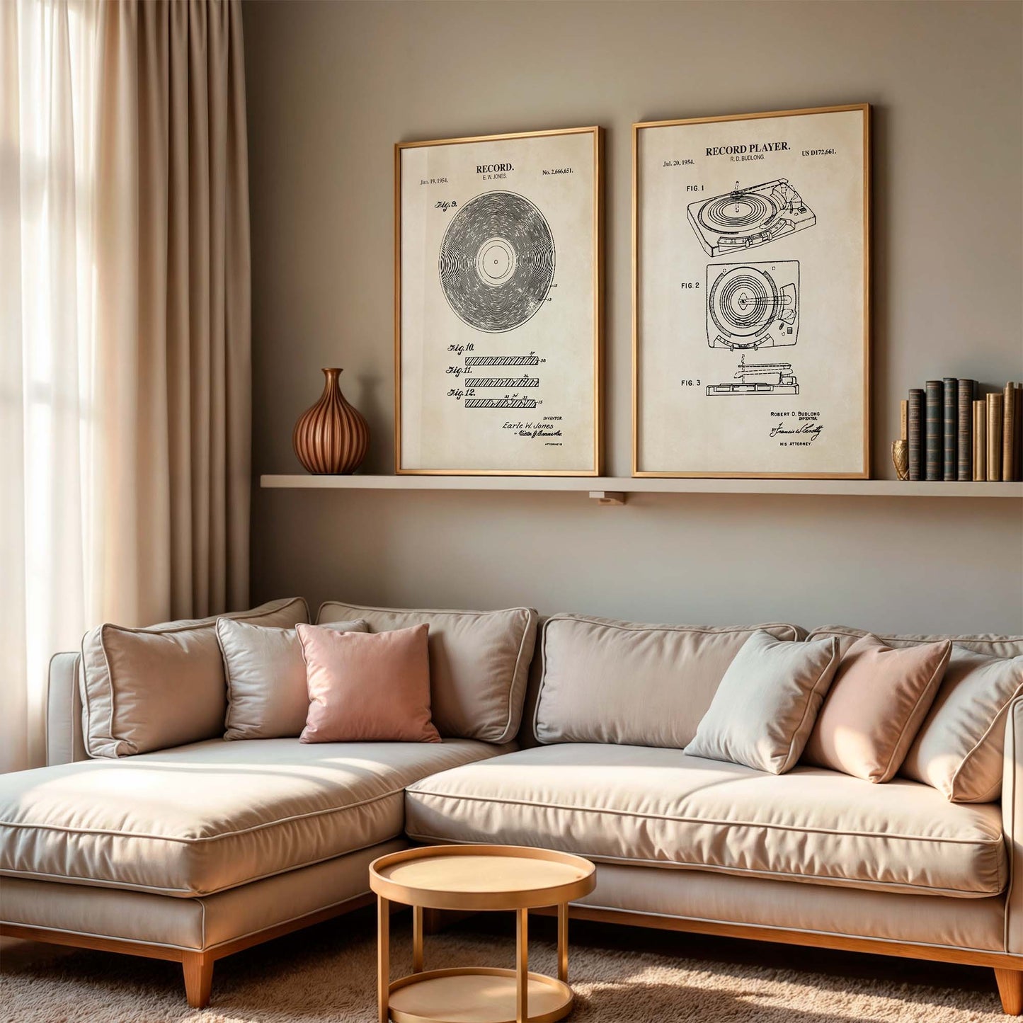 Vinyl Record Patent Wall Art Set - PRINTABLE DIGITAL DOWNLOAD