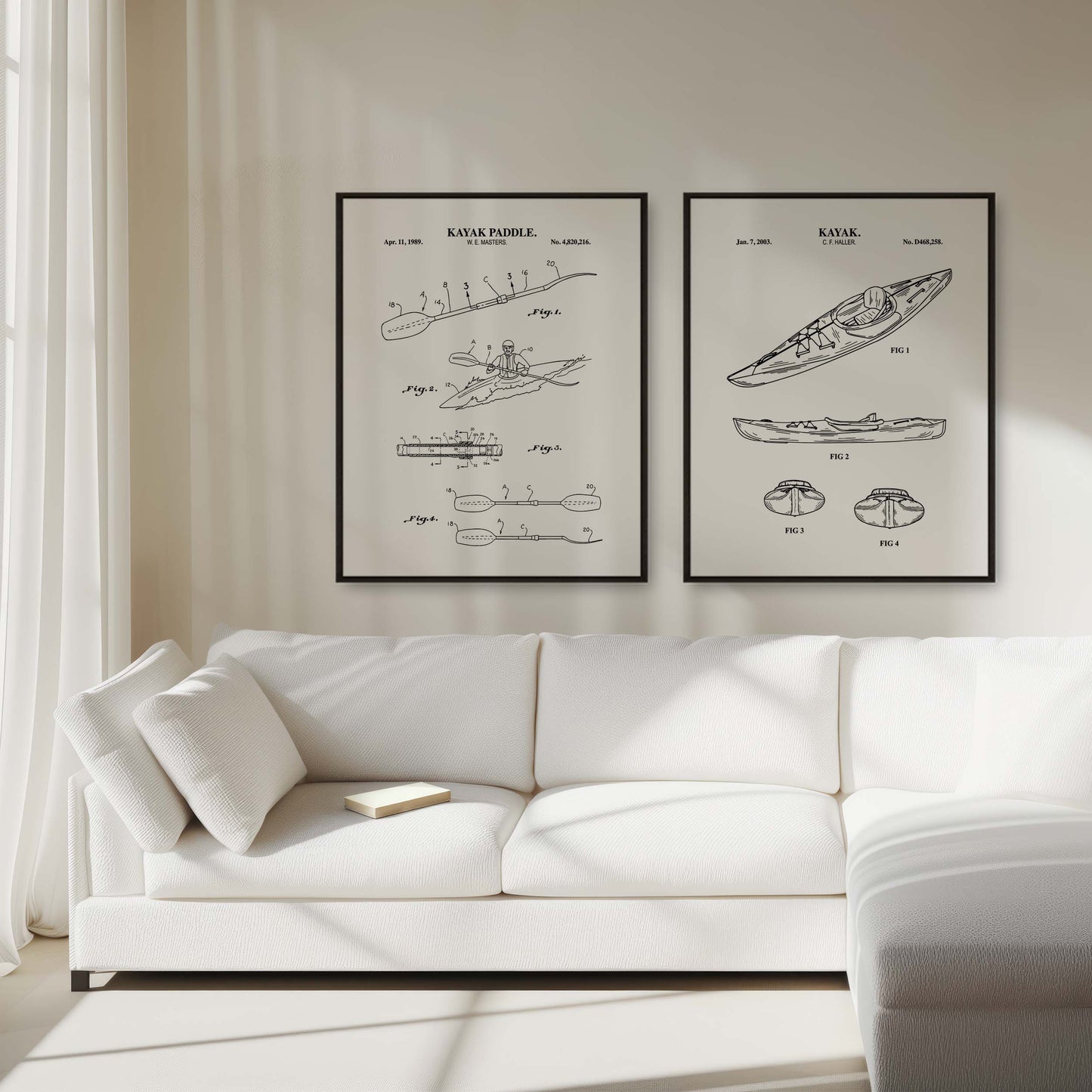 Kayak Patent Print Wall Art - Set of 2 Physical Prints