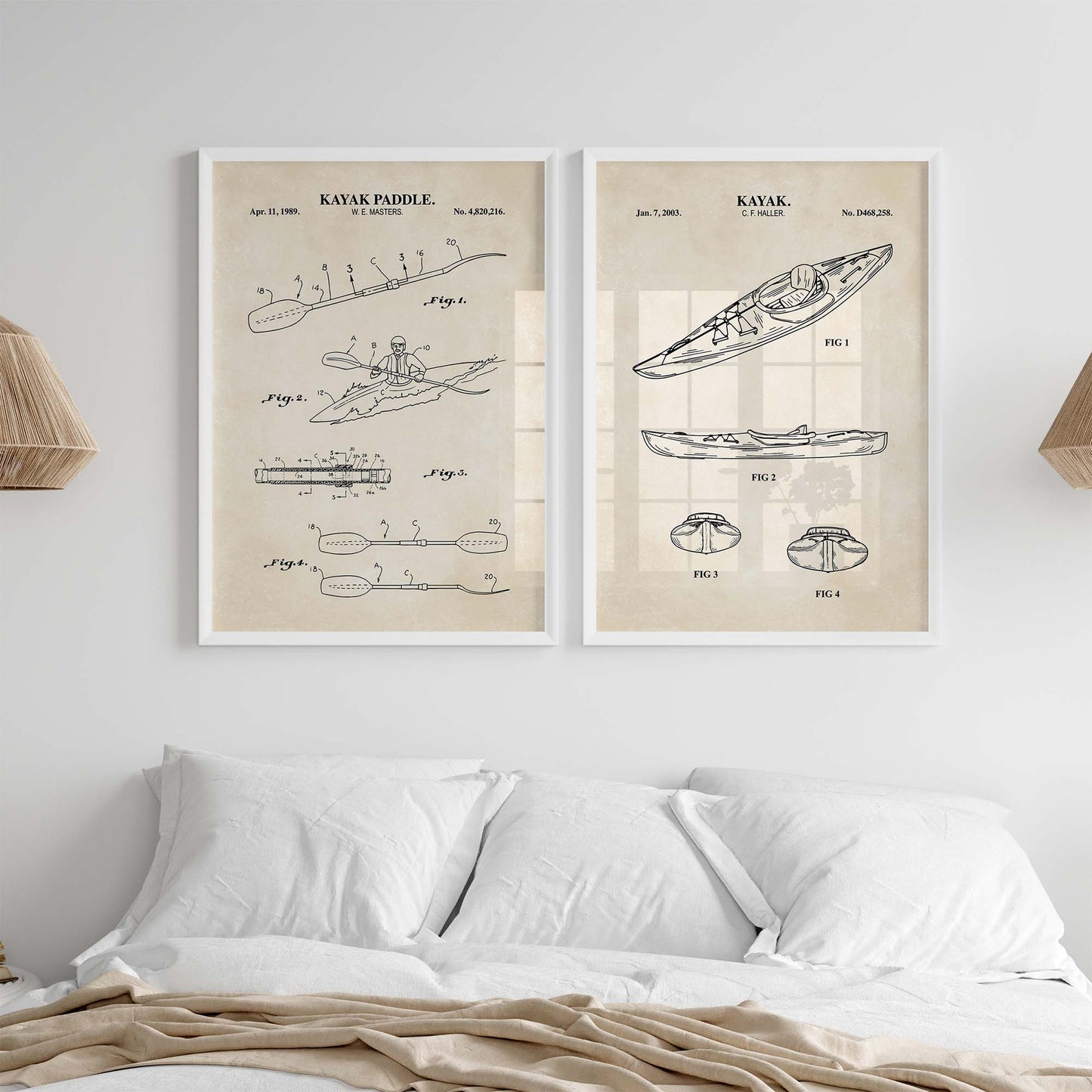 Kayak Boating Patent Wall Art Set - PRINTABLE DIGITAL DOWNLOAD