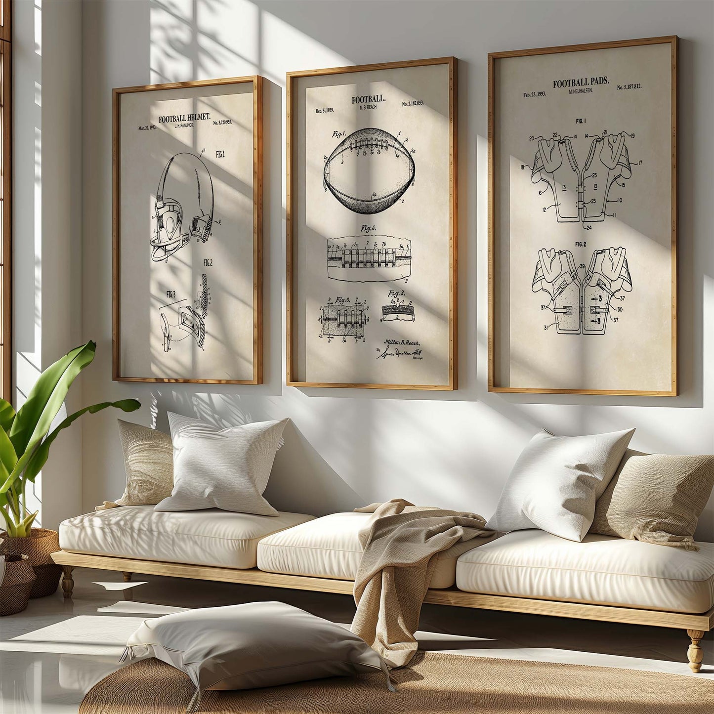 Football Patent Wall Art - Set of 3 - Printable Digital Download