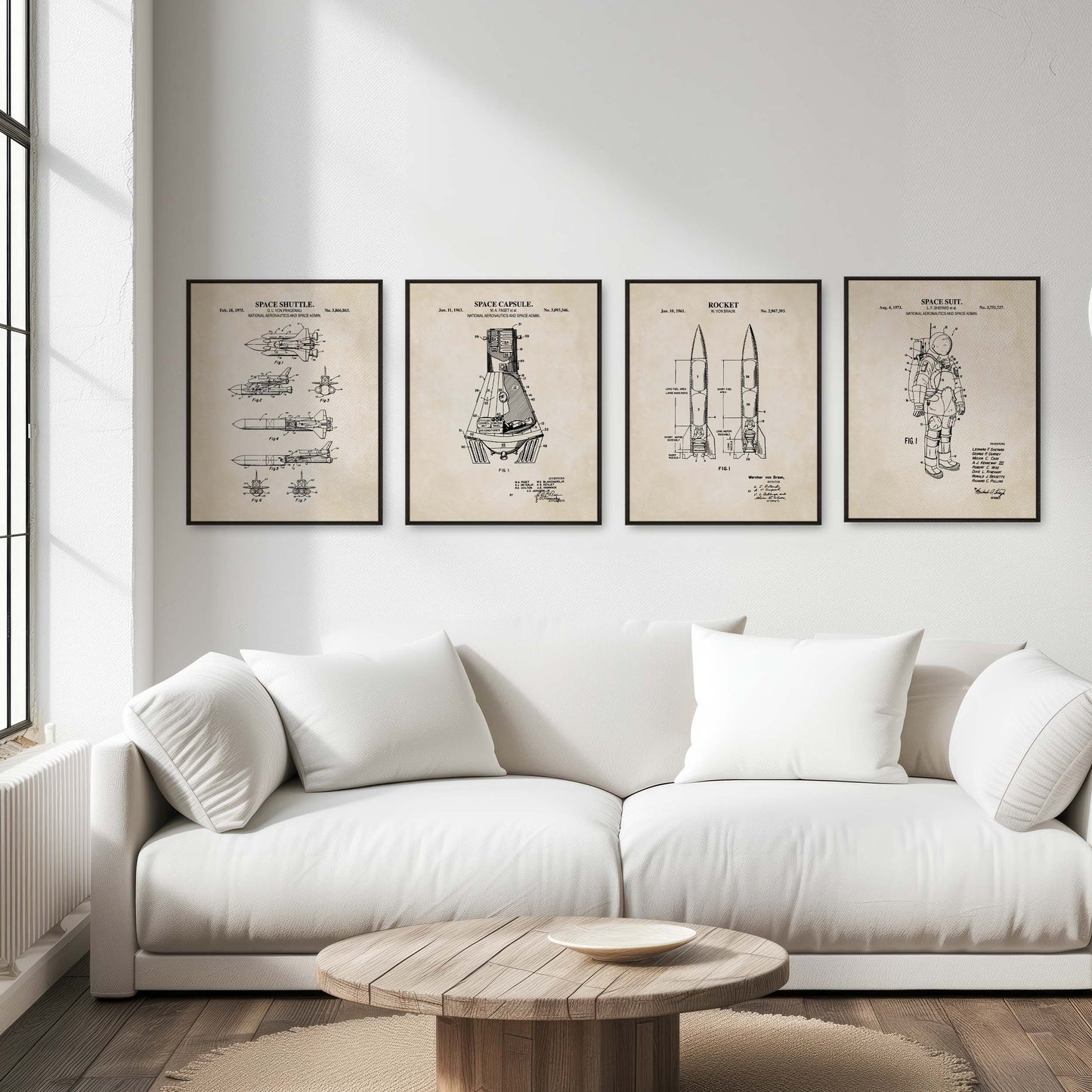 Space Patent Wall Art Set - Ready to Frame Prints