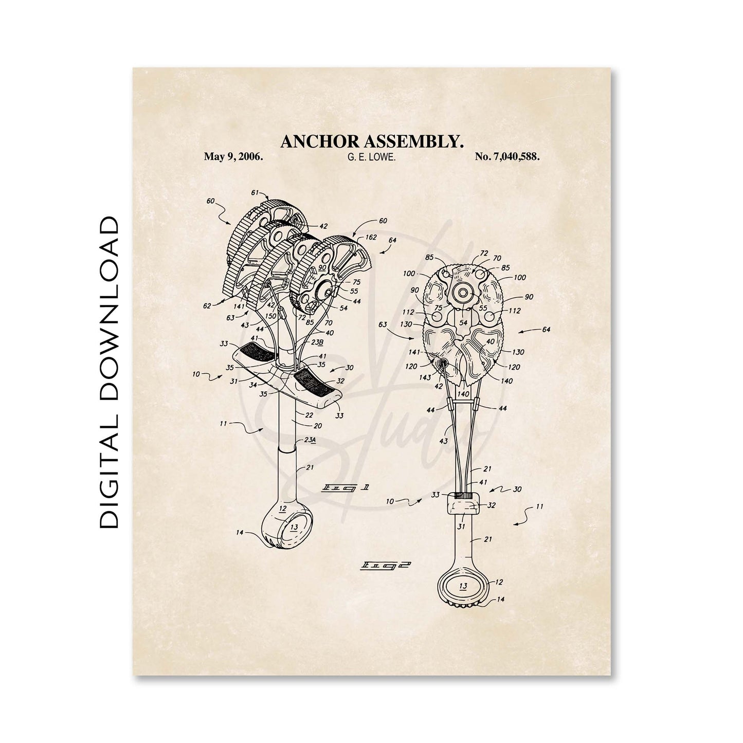 Rock Climbing Patent Print Wall Art - Set of 6 - PRINTABLE DIGITAL DOWNLOAD